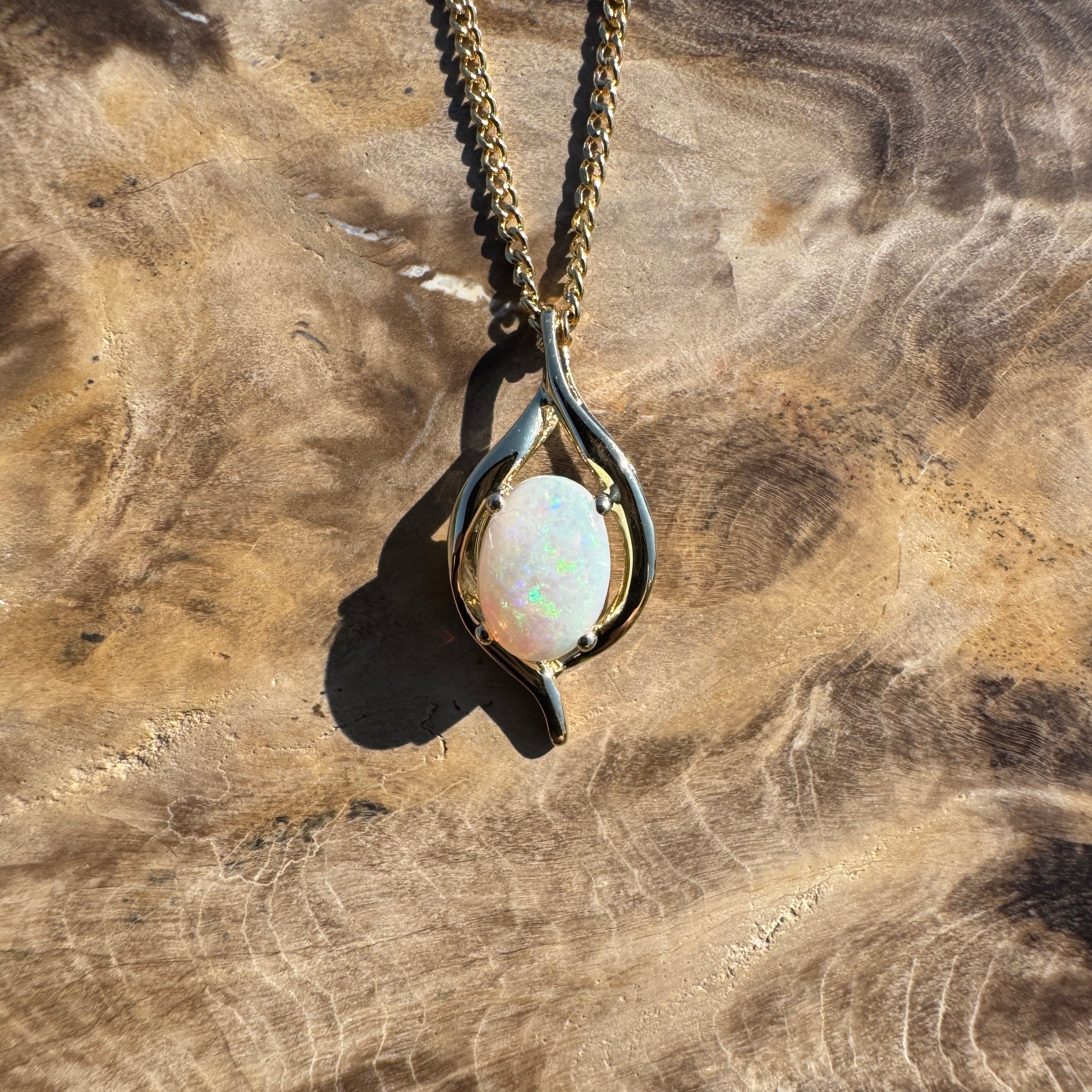 Cape Otway Prism ~ 9ct Solid Gold 0.5ct Coober Pedy Opal Pendant