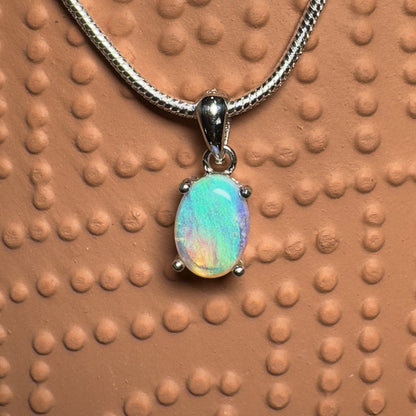 'Blue Ocean' ~ Handcrafted 0.8ct Solid Lightning Ridge Opal Sterling Silver Pendant Necklace