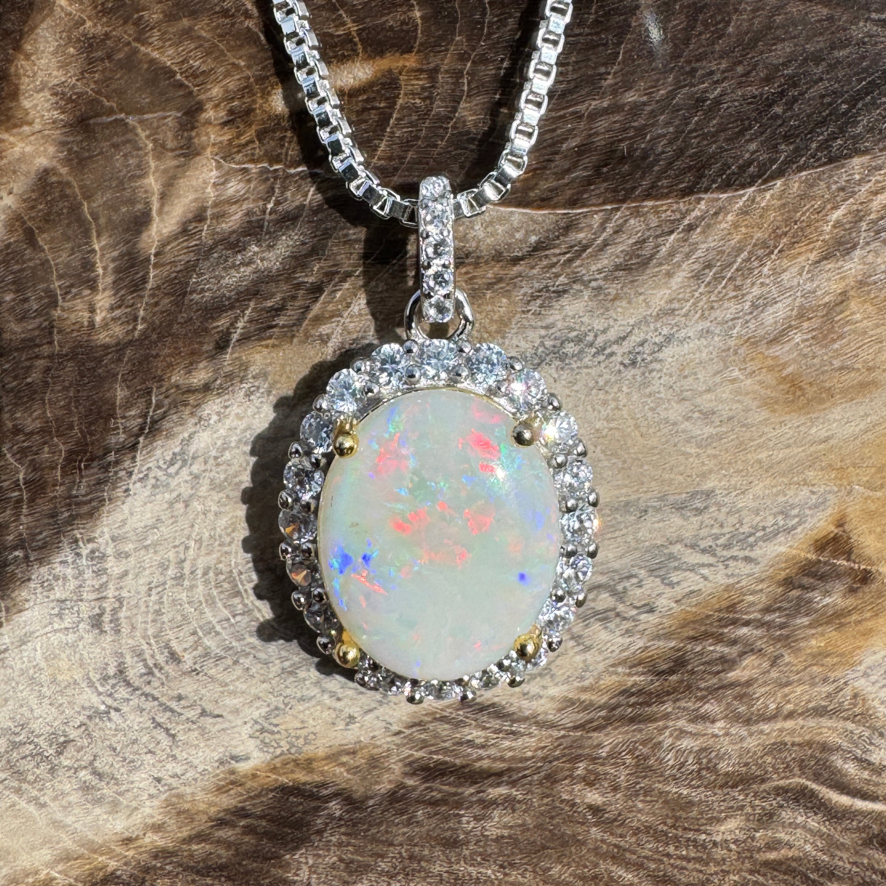 2.3ct Coober Pedy Opal Pendant Necklace ~ 'Natural Bridge' | 925 Sterling Silver | Solid Australian Opal
