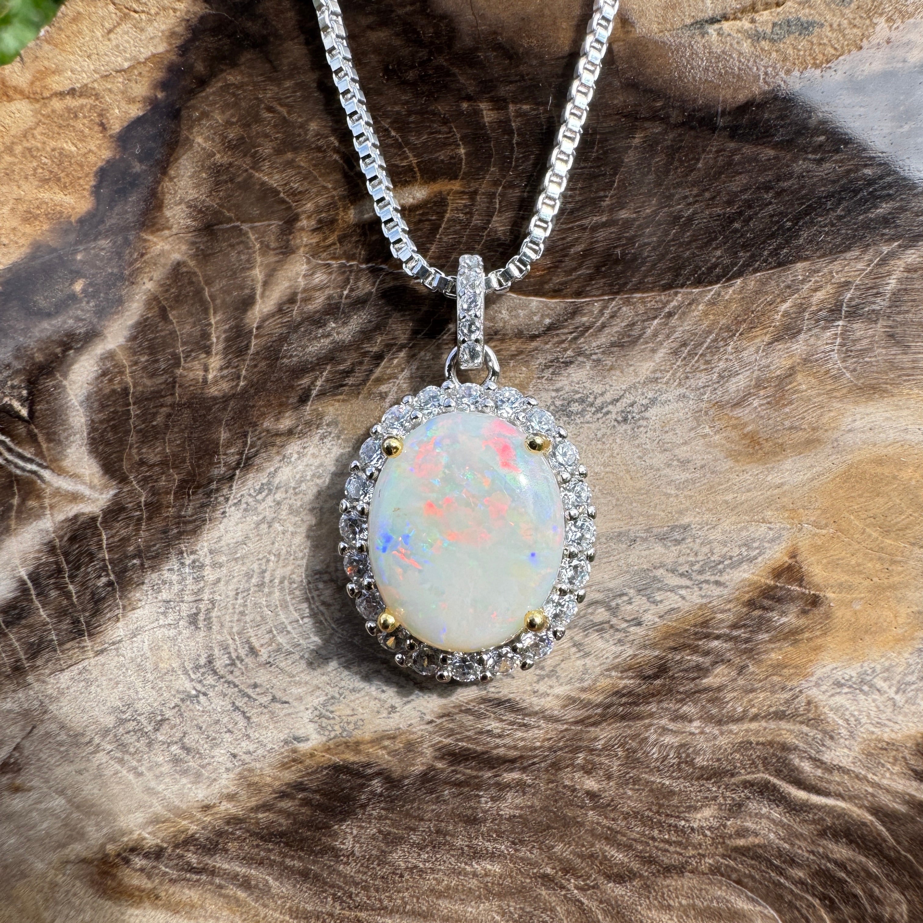 2.3ct Coober Pedy Opal Pendant Necklace ~ 'Natural Bridge' | 925 Sterling Silver | Solid Australian Opal