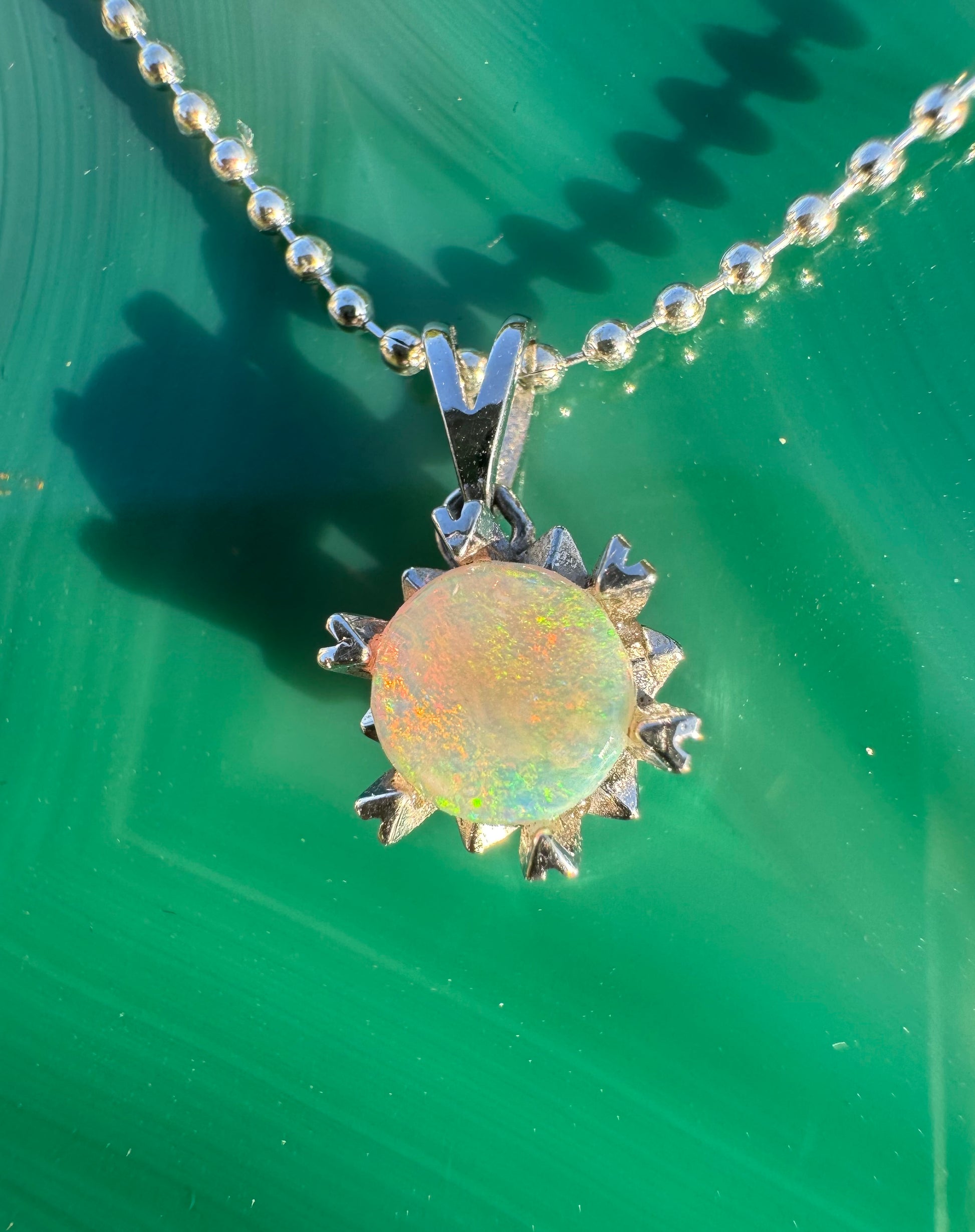 'Rainbow Ridge' ~ Handcrafted 0.8ct Solid Lightning Ridge Opal Sterling Silver Pendant Necklace - Iona Opal Australia