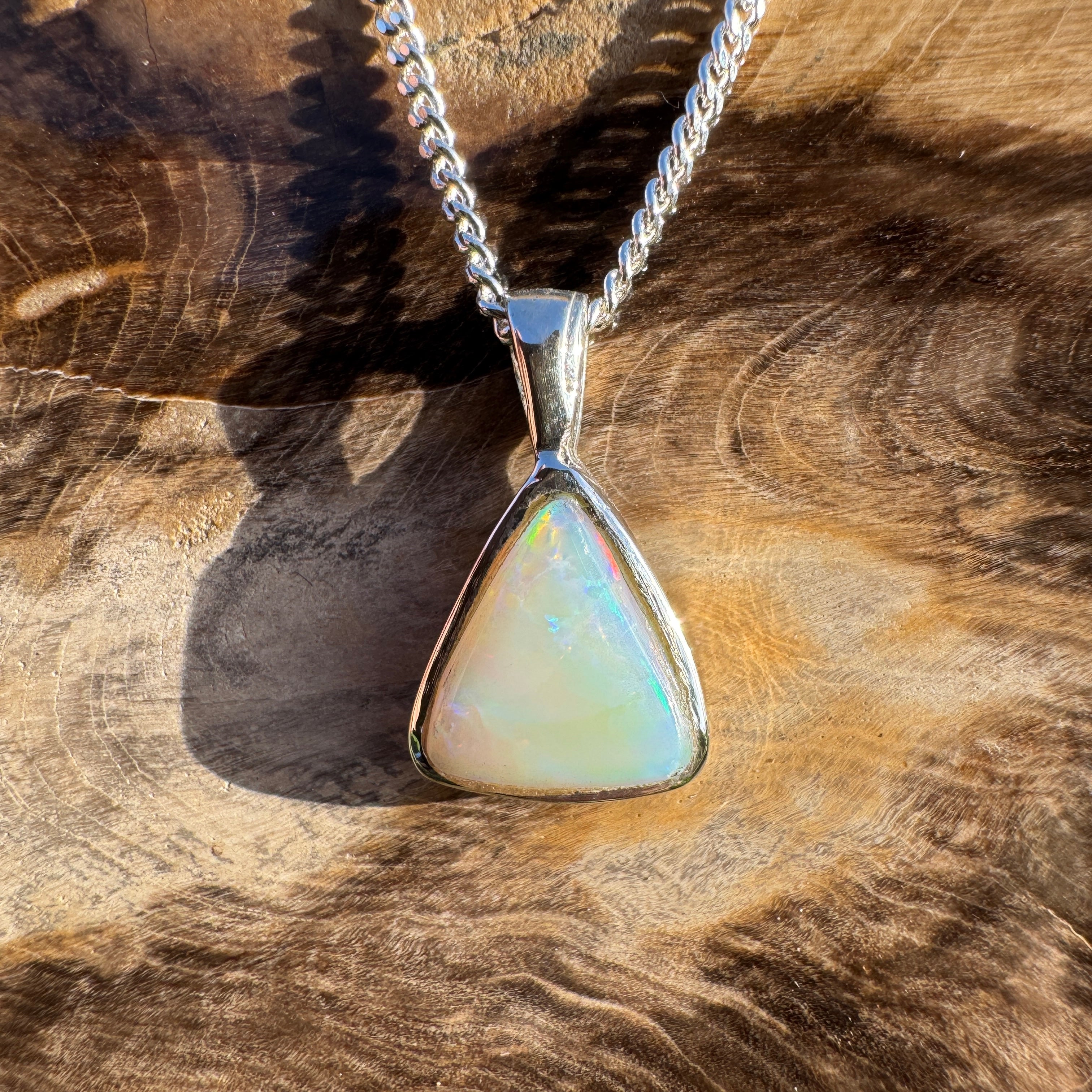 2.6ct Coober Pedy Opal Pendant Necklace ~ 'Wineglass Twilight' | 925 Sterling Silver | Solid Australian Opal