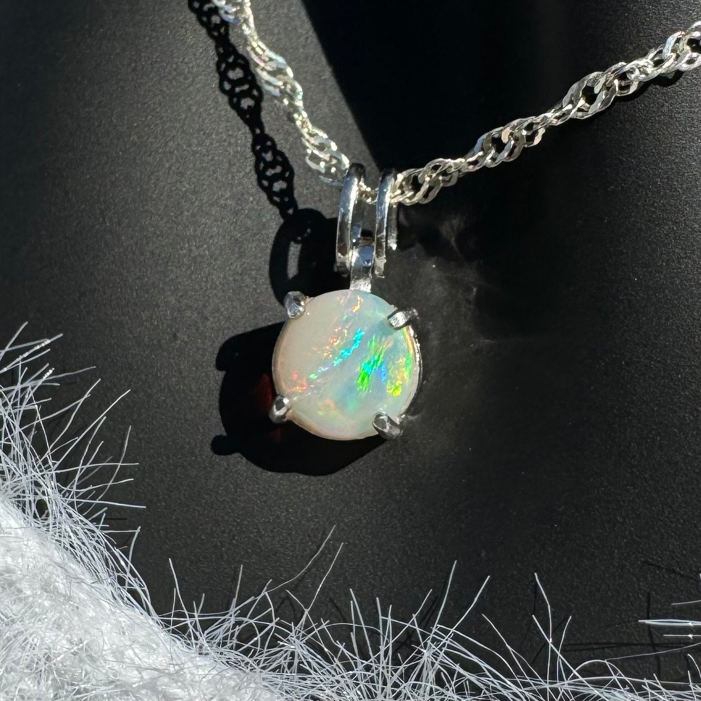 0.7ct Solid Lightning Ridge Opal Sterling Silver Pendant