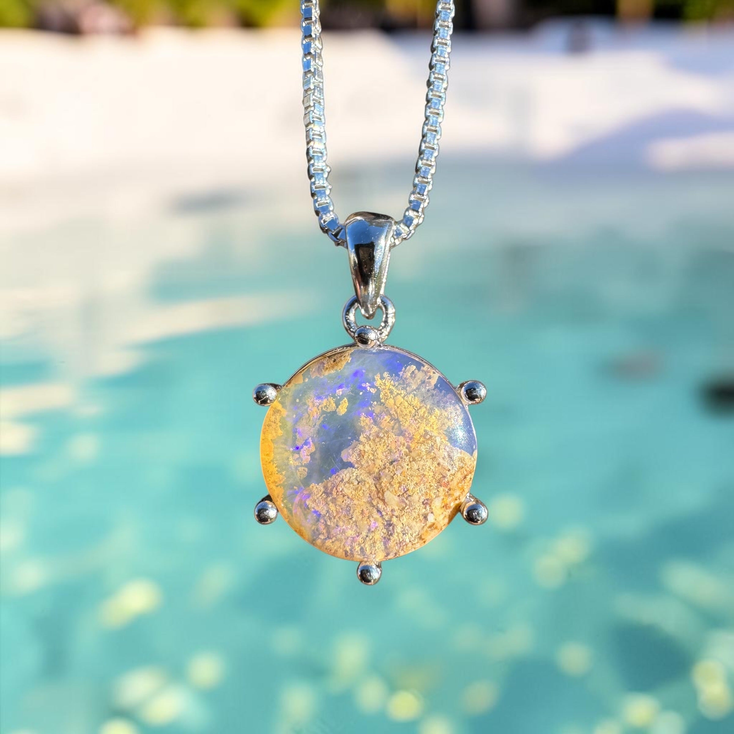 3.6ct Queensland Opal Pendant Necklace ~ 'Boulia Twilight' | 925 Sterling Silver | Solid Australian Opal