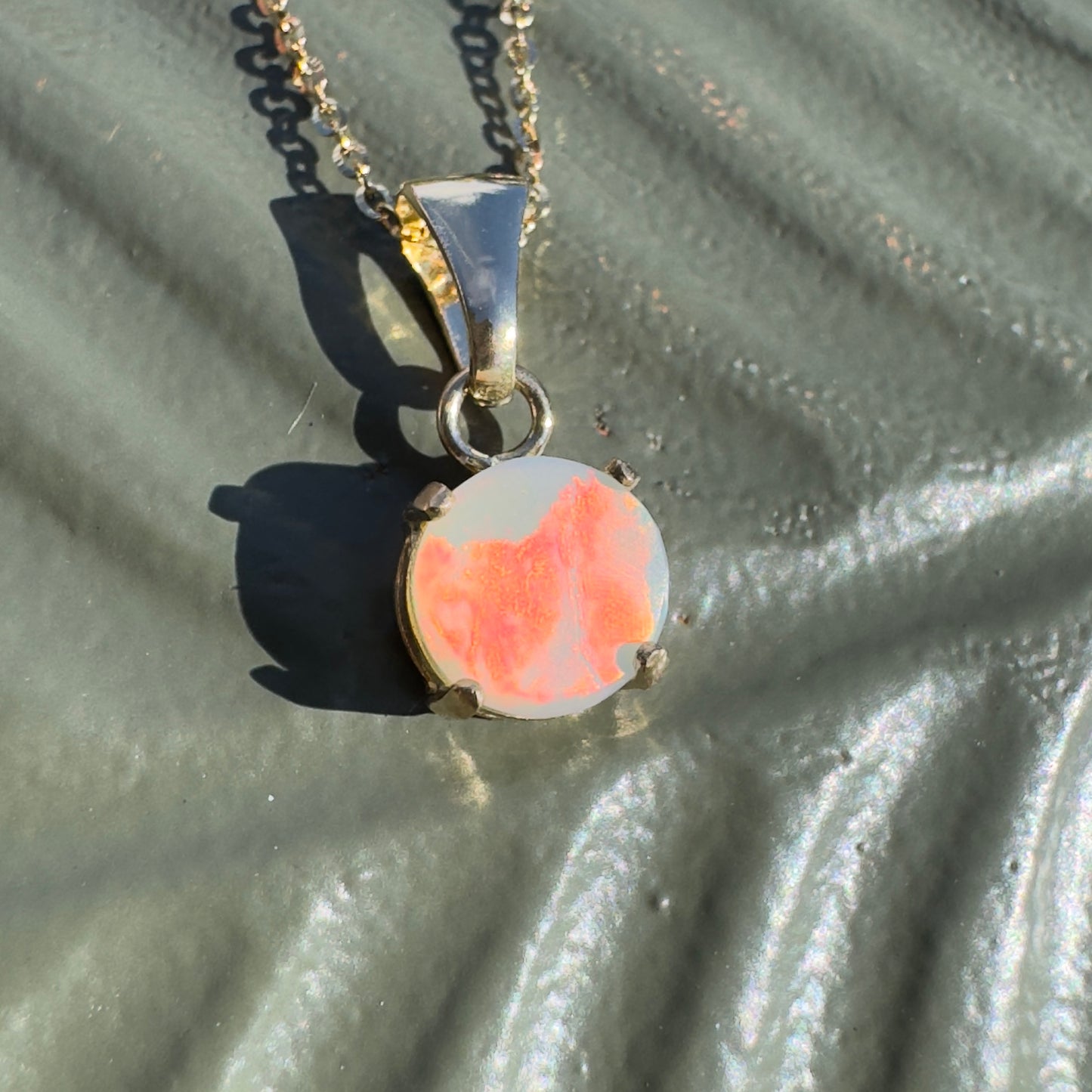 'Red Sky at Night' ~ Handcrafted 9ct Solid Gold 1ct Lightning Ridge Opal Pendant