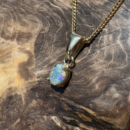 9ct Solid Gold 0.7ct Lightning Ridge Black Opal Pendant