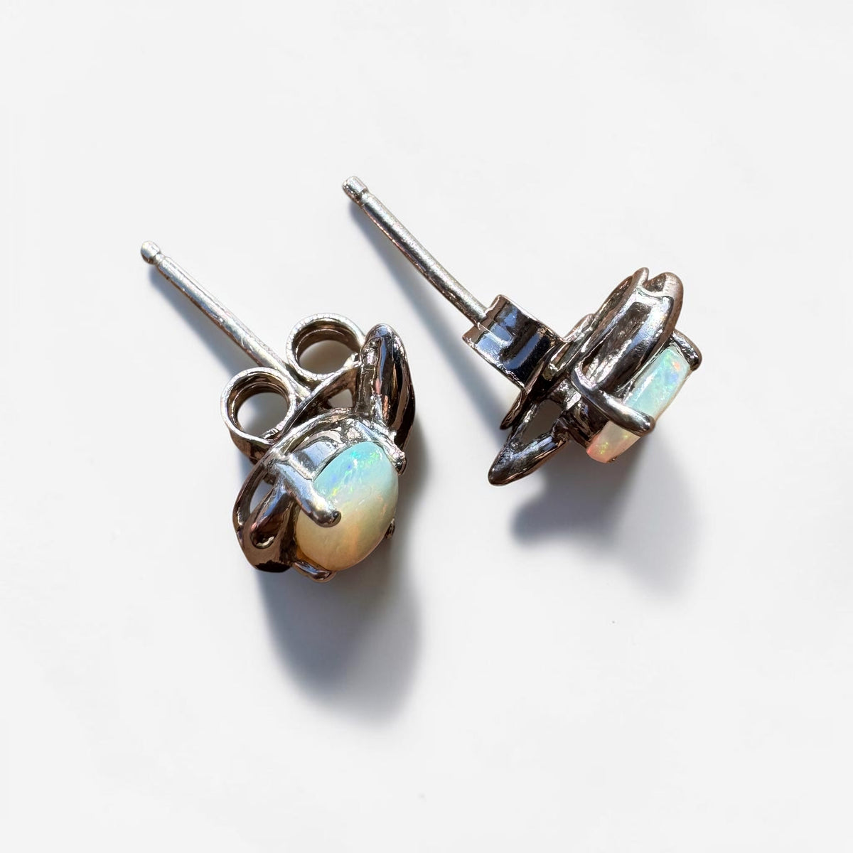 1ct Coober Pedy Opal Stud Earrings ~ 'Tidbinbilla Twin Light' | 925 Sterling Silver | Solid Australian Opal