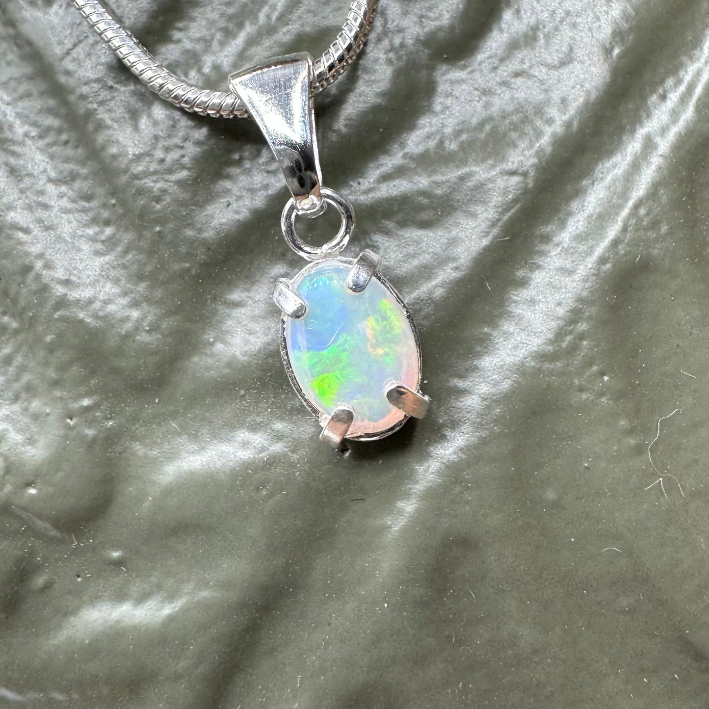 'Reef Radiance' ~ Handcrafted 0.6ct Solid Lightning Ridge Opal Sterling Silver Pendant