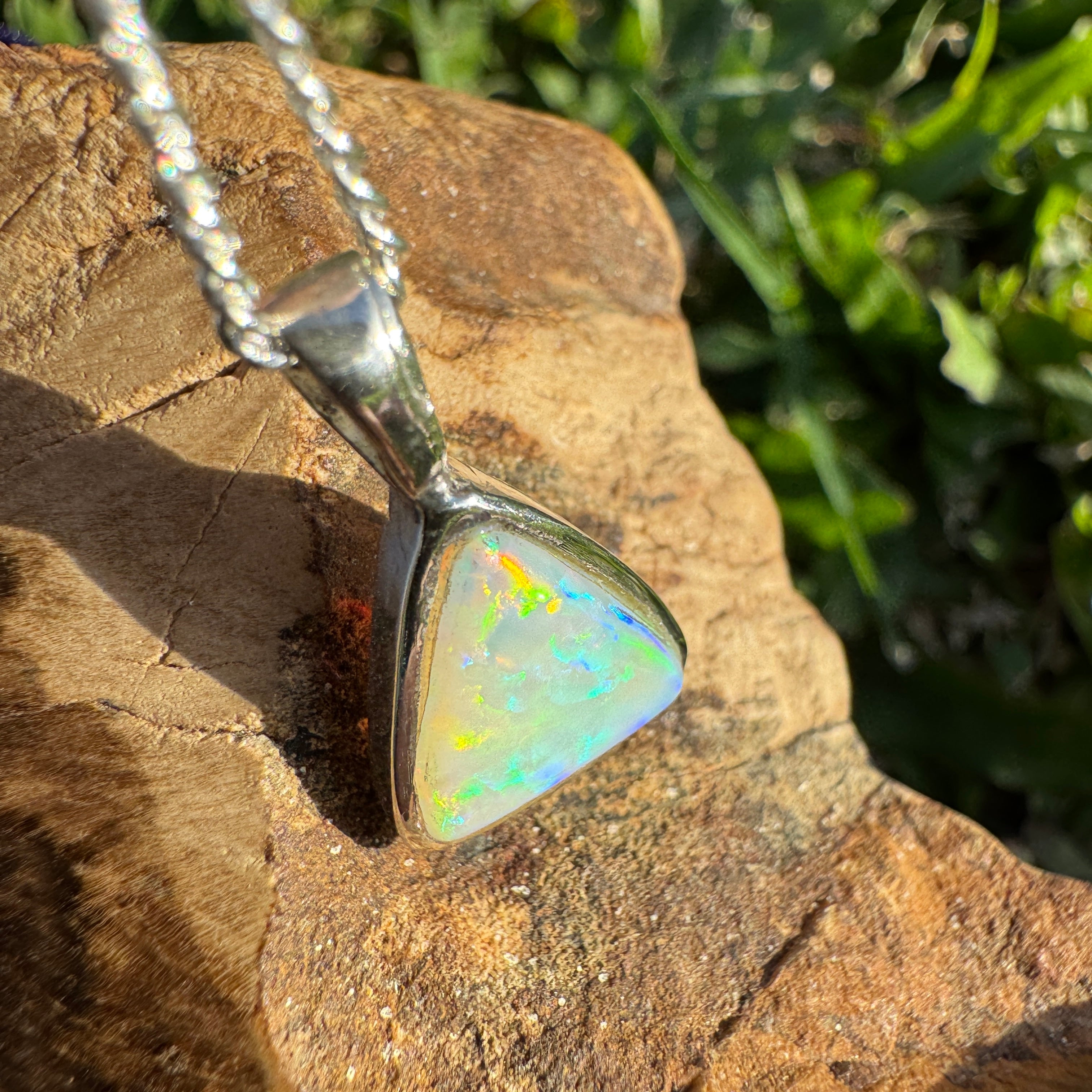 2.6ct Coober Pedy Opal Pendant Necklace ~ 'Wineglass Twilight' | 925 Sterling Silver | Solid Australian Opal