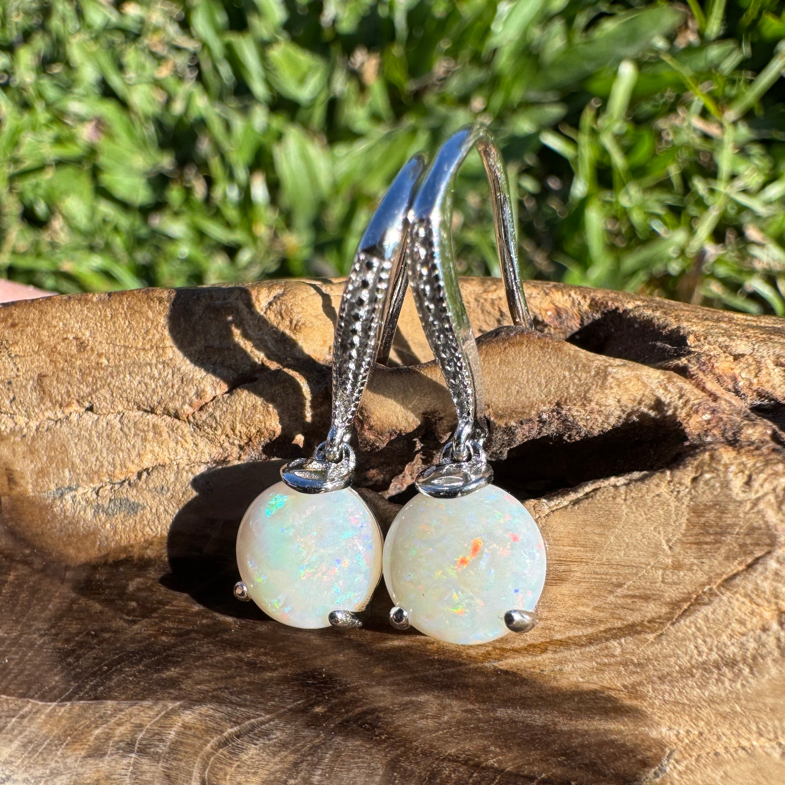 2.6ct Coober Pedy Opal Earrings ~ 'Coffs Twin Drops' | 925 Sterling Silver | Solid Australian Opal