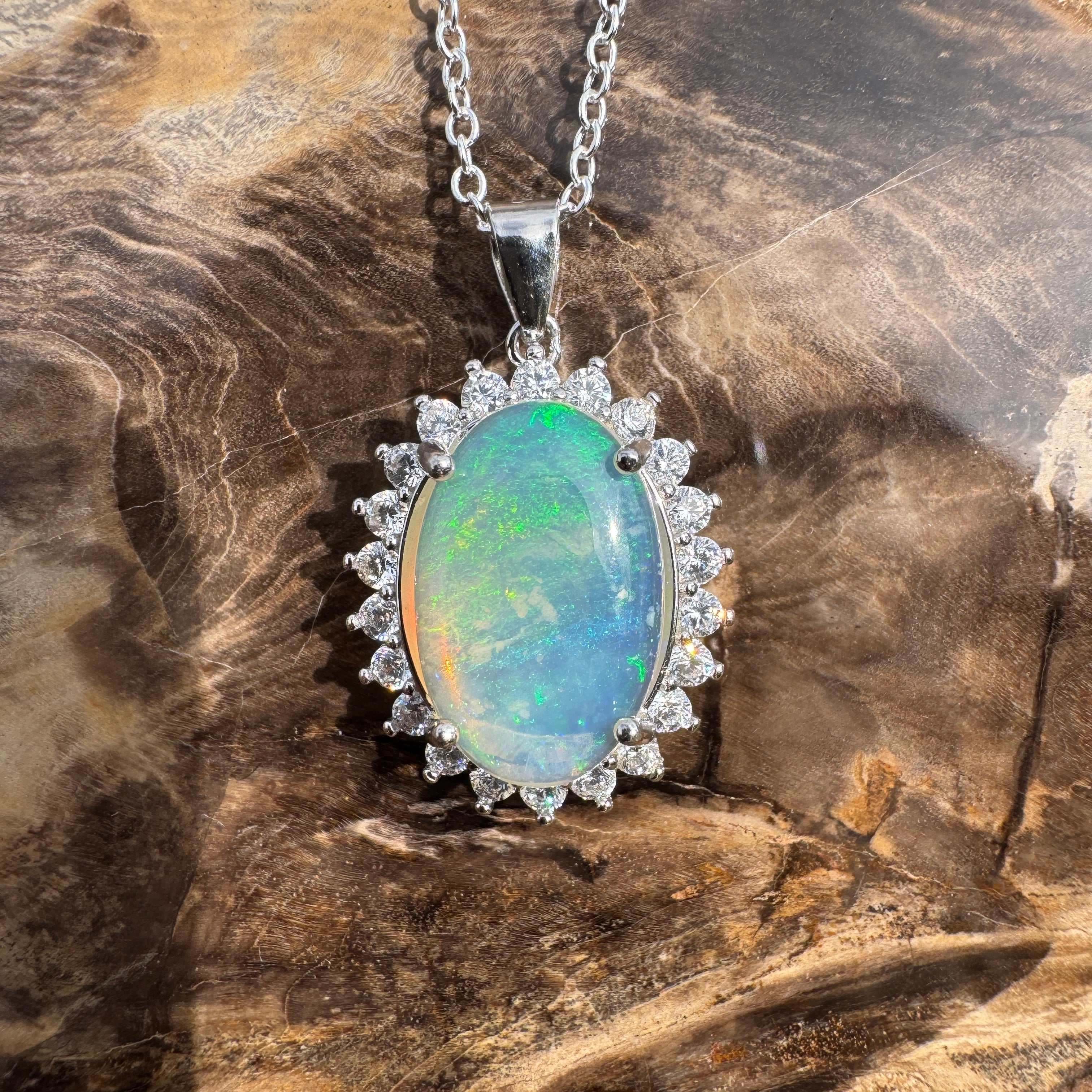 3.6ct Coober Pedy Crystal Opal Pendant Necklace ~ 'Numinbah Valley' | 925 Sterling Silver | Solid Australian Opal