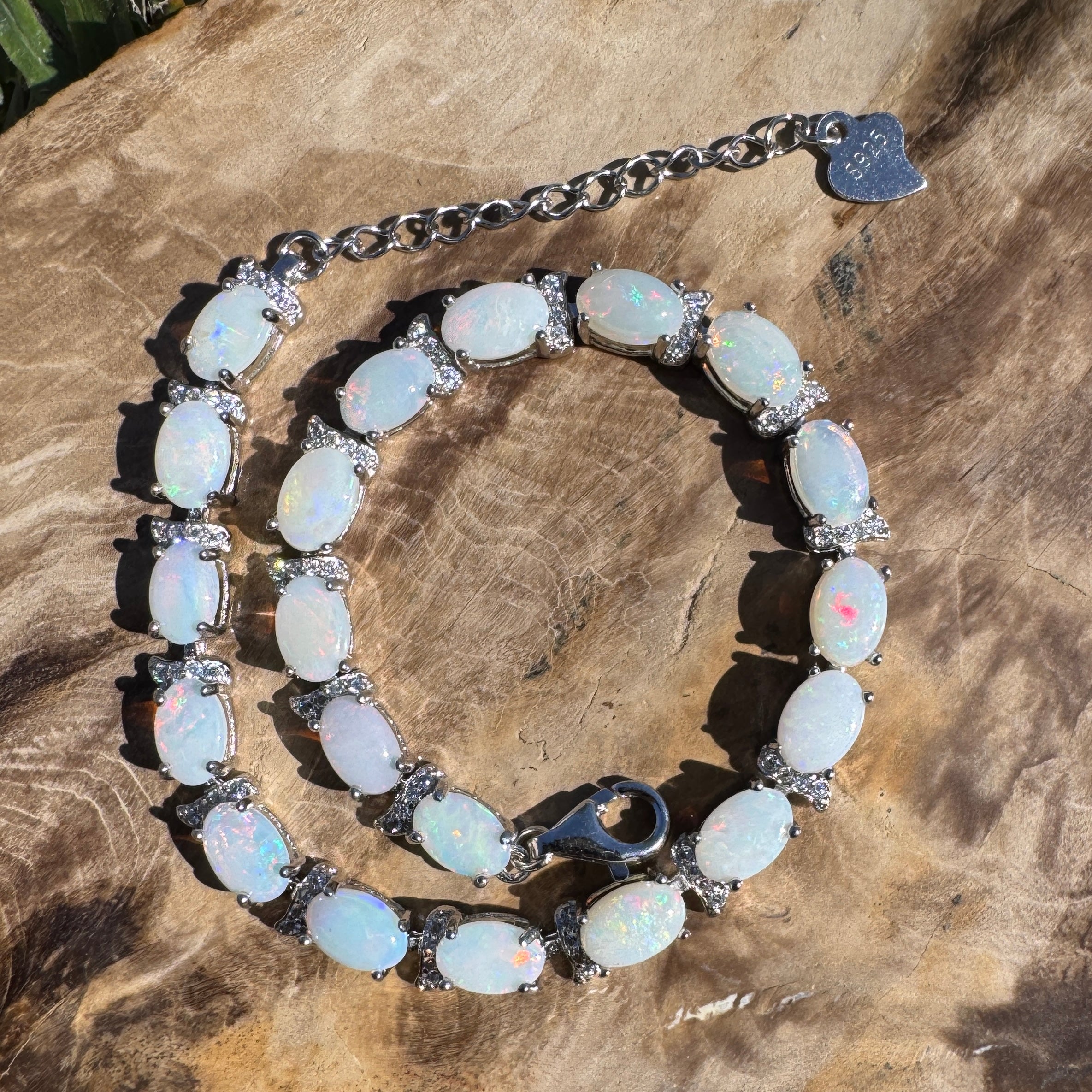 6ct Coober Pedy Opal Bracelet ~ 'Cloudy Bay Colours' | 925 Sterling Silver | Solid Australian Opal
