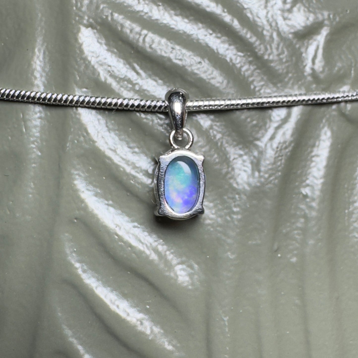 'Blue Ocean' ~ Handcrafted 0.8ct Solid Lightning Ridge Opal Sterling Silver Pendant Necklace