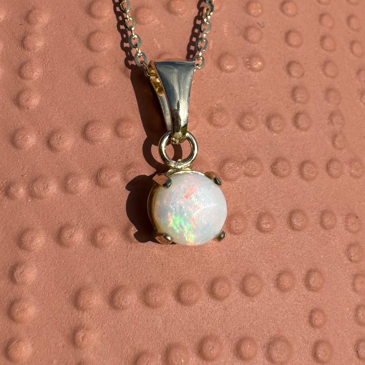 'Outback Fire' ~ Handcrafted 9ct Solid Gold 0.8ct Coober Pedy Opal Pendant