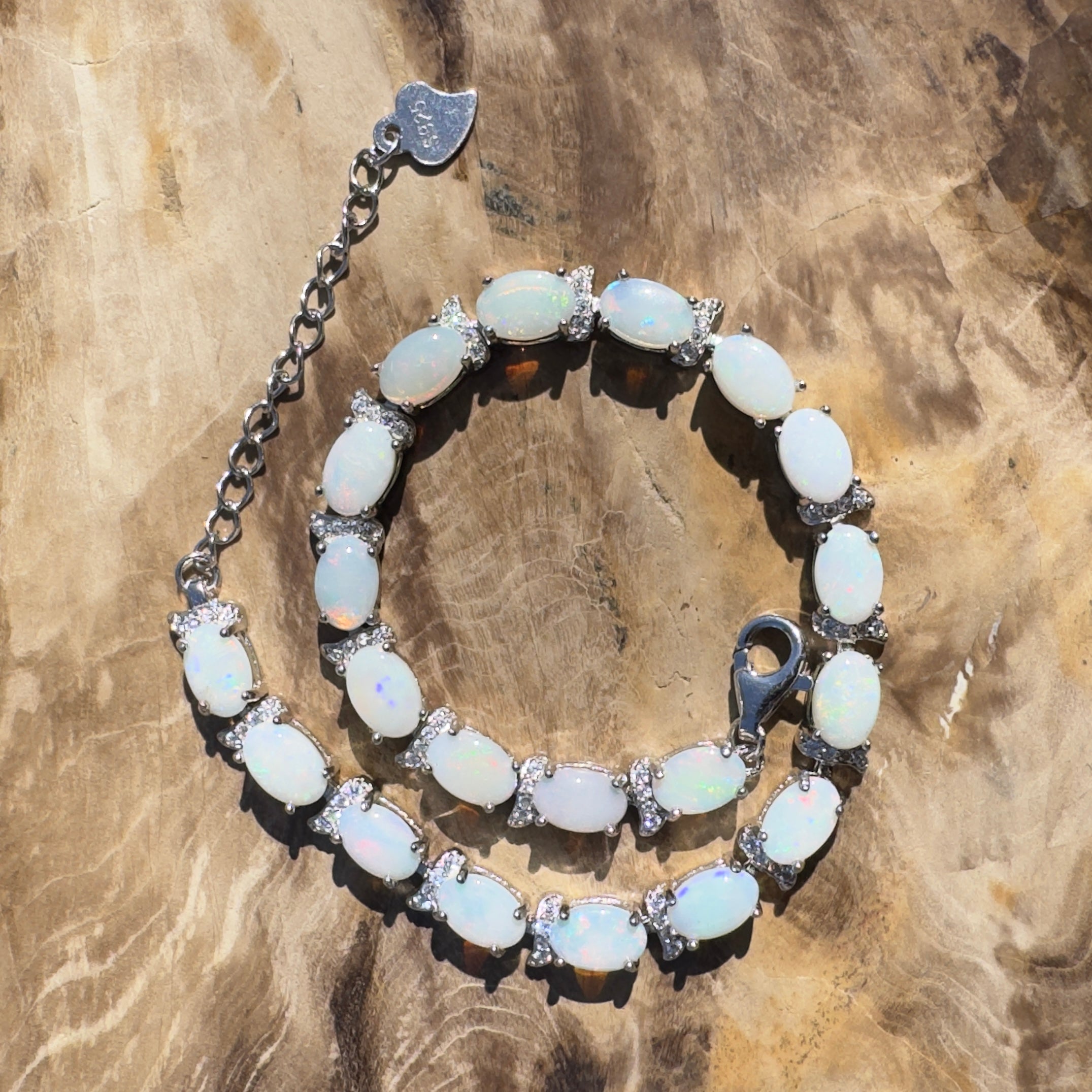 6ct Coober Pedy Opal Bracelet ~ 'Cloudy Bay Colours' | 925 Sterling Silver | Solid Australian Opal