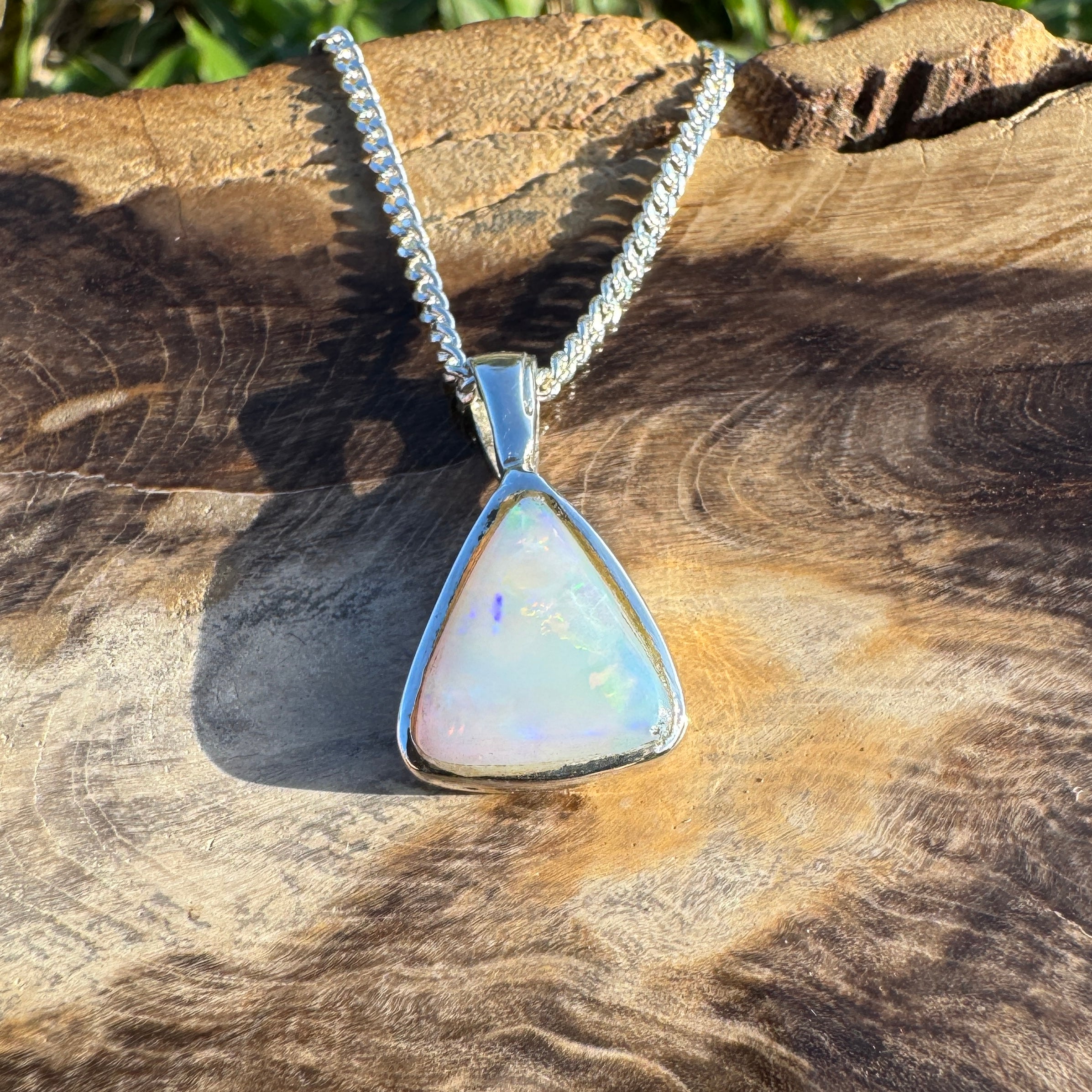 2.6ct Coober Pedy Opal Pendant Necklace ~ 'Wineglass Twilight' | 925 Sterling Silver | Solid Australian Opal
