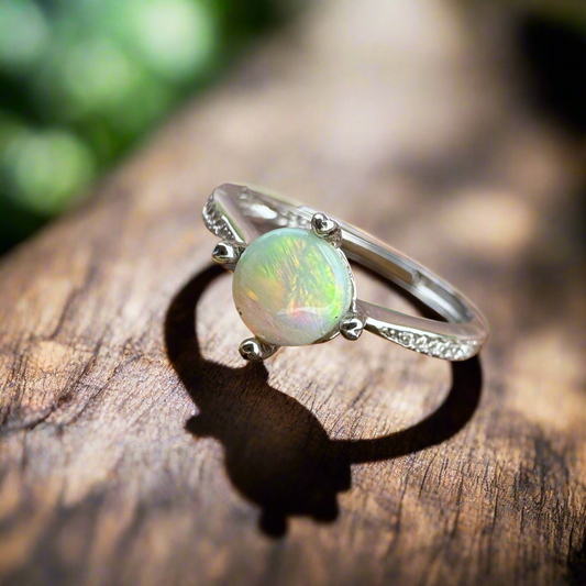 'Storm’s Edge' ~ Handcrafted 1.2ct Solid Lightning Ridge Opal and Cubic Zirconia Sterling Silver Ring