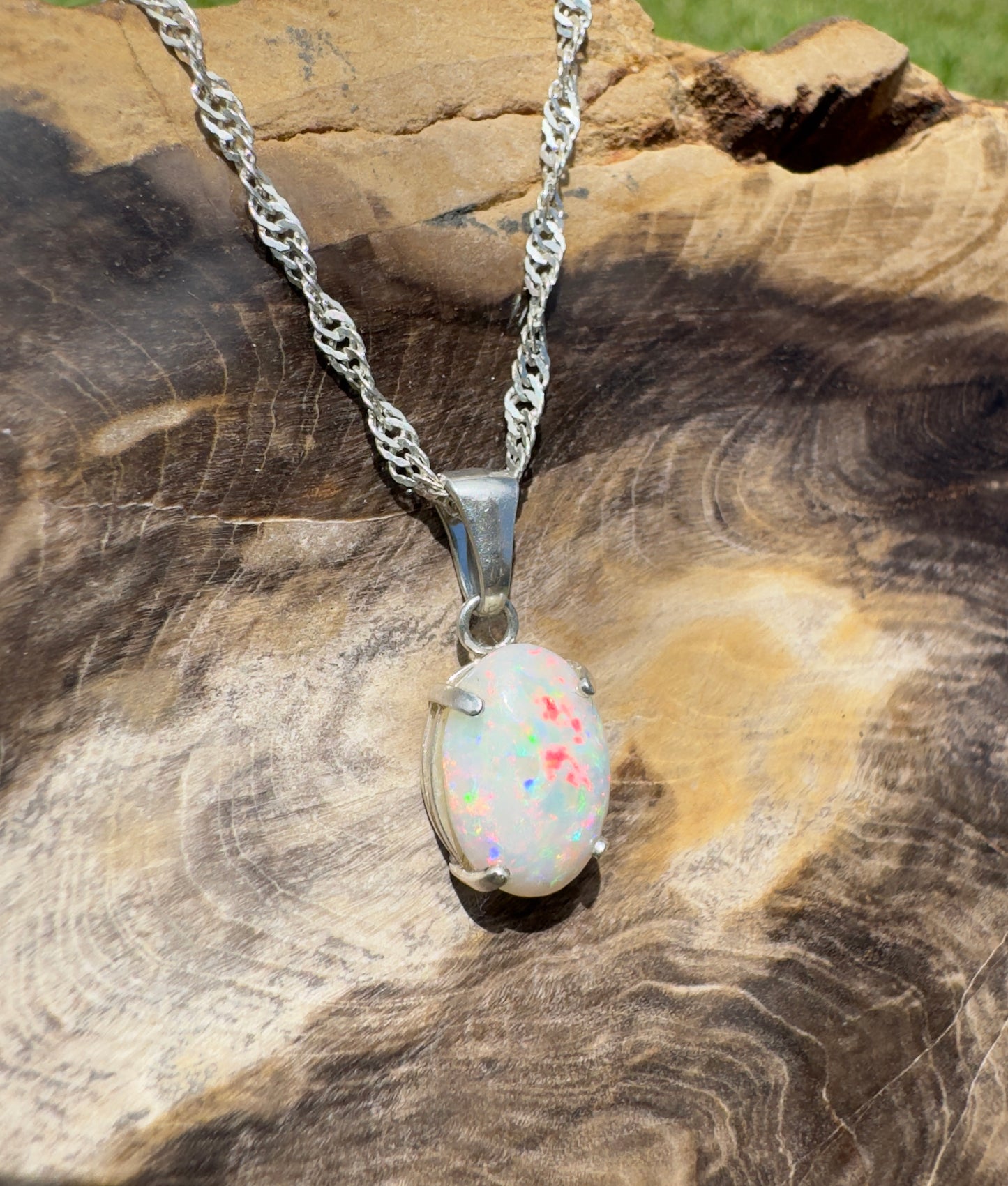 2.4ct Solid Coober Pedy Opal Sterling Silver Pendant