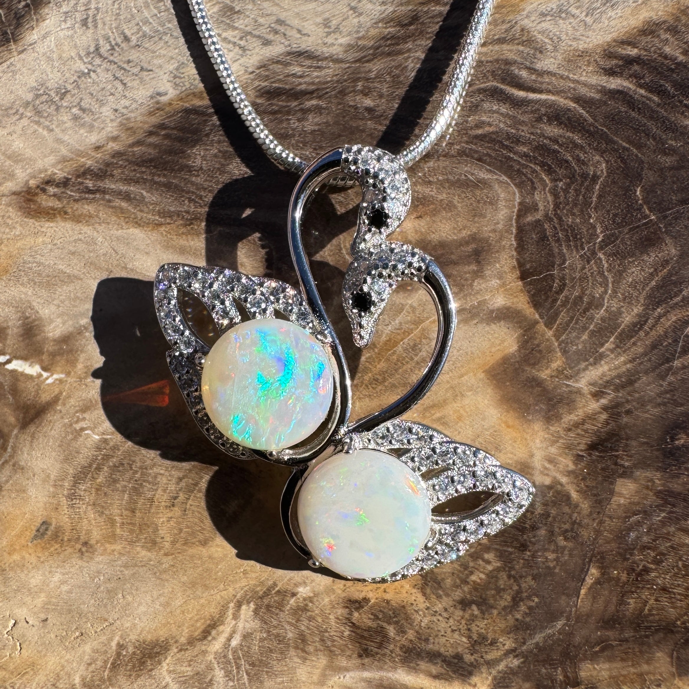 2.6ct Coober Pedy Opal Pendant Necklace ~ 'Thredbo Duo' | 925 Sterling Silver | Solid Australian Opal
