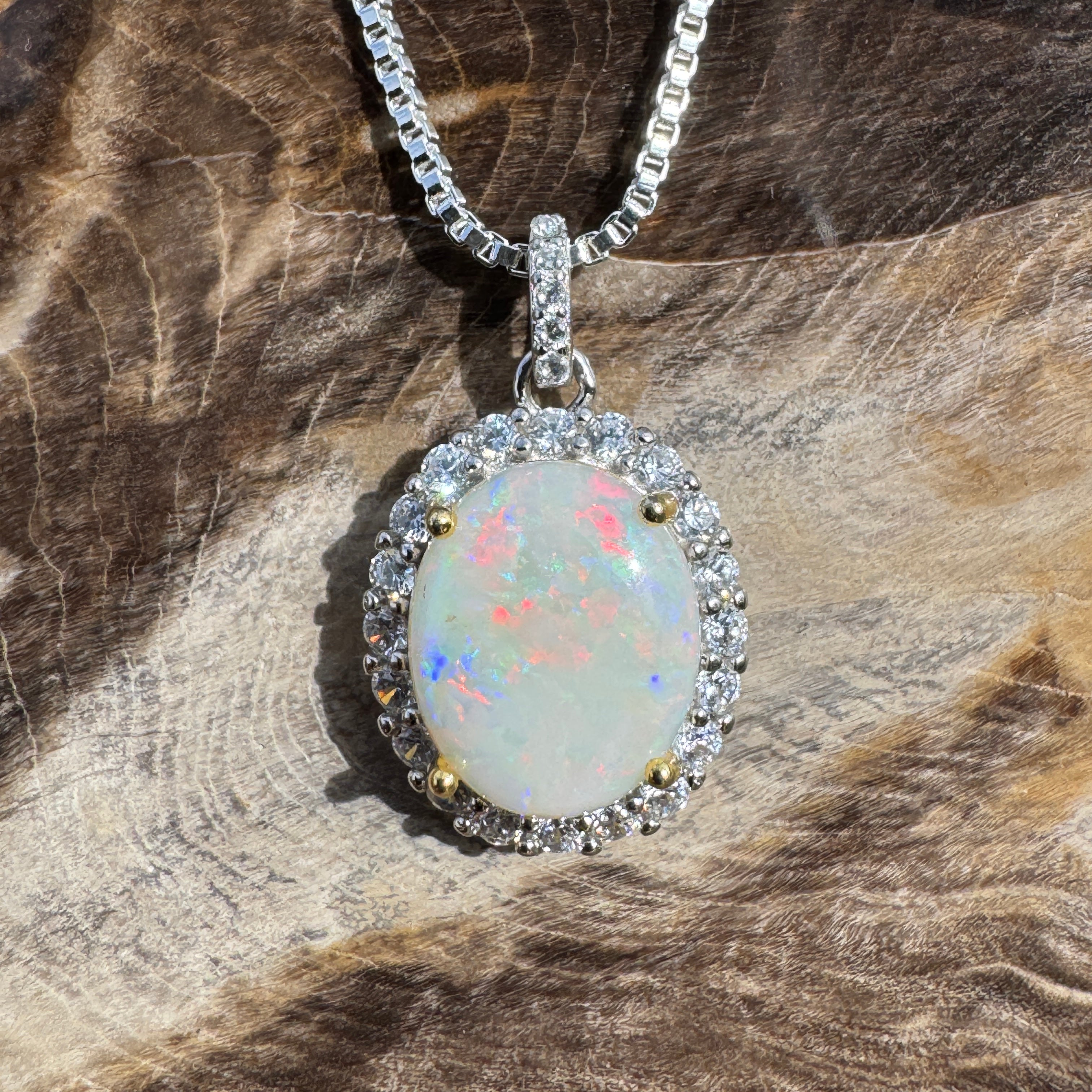 2.3ct Coober Pedy Opal Pendant Necklace ~ 'Natural Bridge' | 925 Sterling Silver | Solid Australian Opal