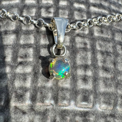 'Barrier Reef Bliss' ~ Handcrafted 0.2ct Solid Lightning Ridge Opal Sterling Silver Pendant