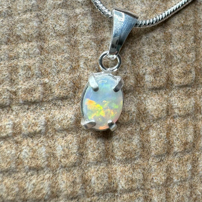 'Reef Radiance' ~ Handcrafted 0.6ct Solid Lightning Ridge Opal Sterling Silver Pendant