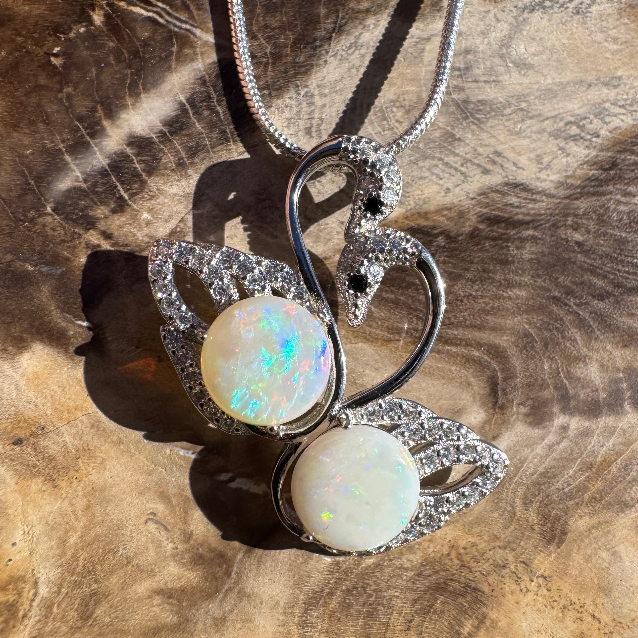 2.6ct Coober Pedy Opal Pendant Necklace ~ 'Thredbo Duo' | 925 Sterling Silver | Solid Australian Opal