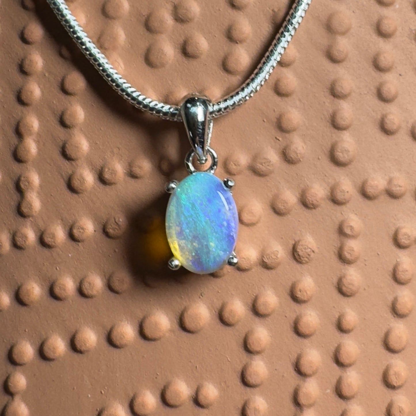 'Blue Ocean' ~ Handcrafted 0.8ct Solid Lightning Ridge Opal Sterling Silver Pendant Necklace