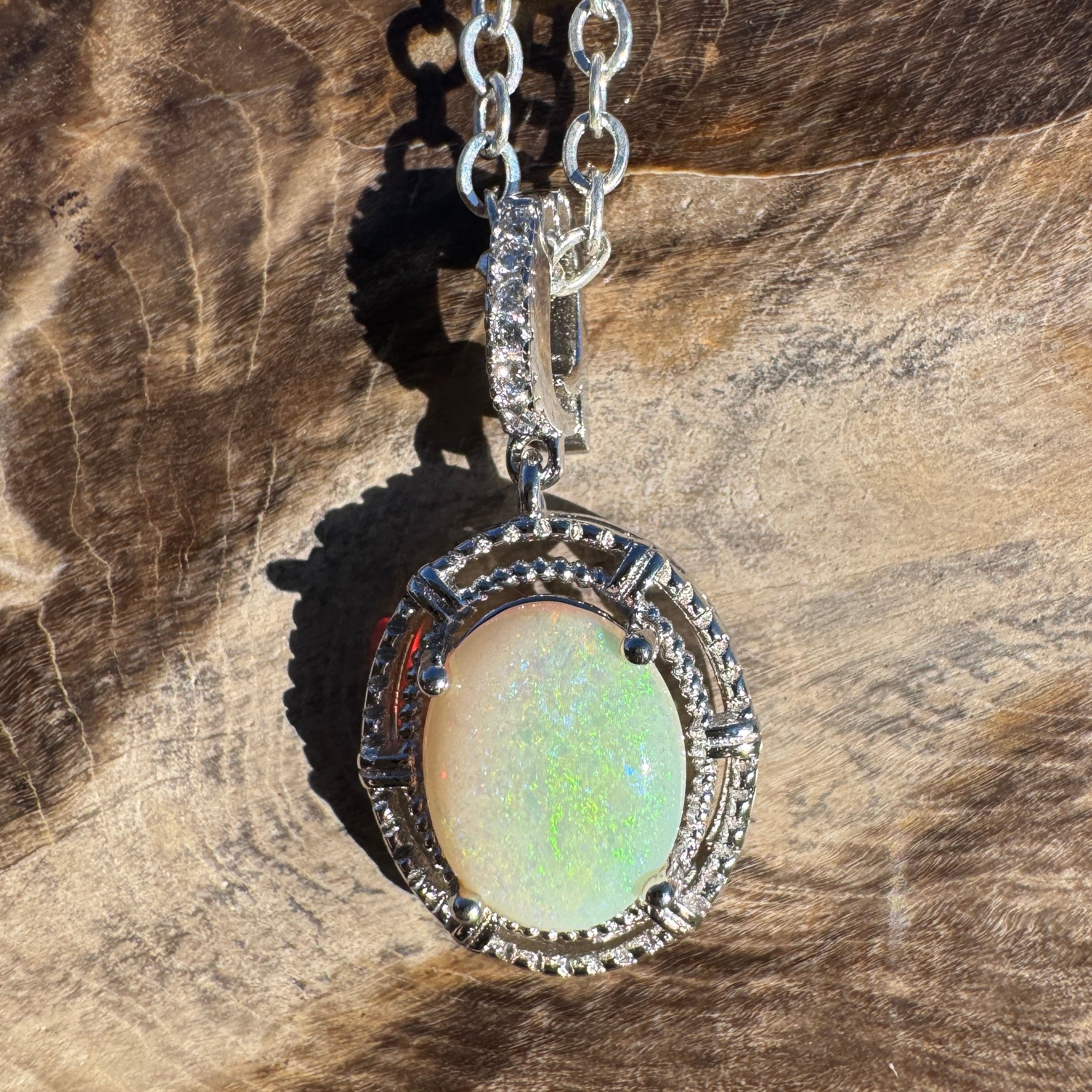 1.5ct Coober Pedy Opal Pendant Necklace ~ 'Atherton Mist' | 925 Sterling Silver | Solid Australian Opal