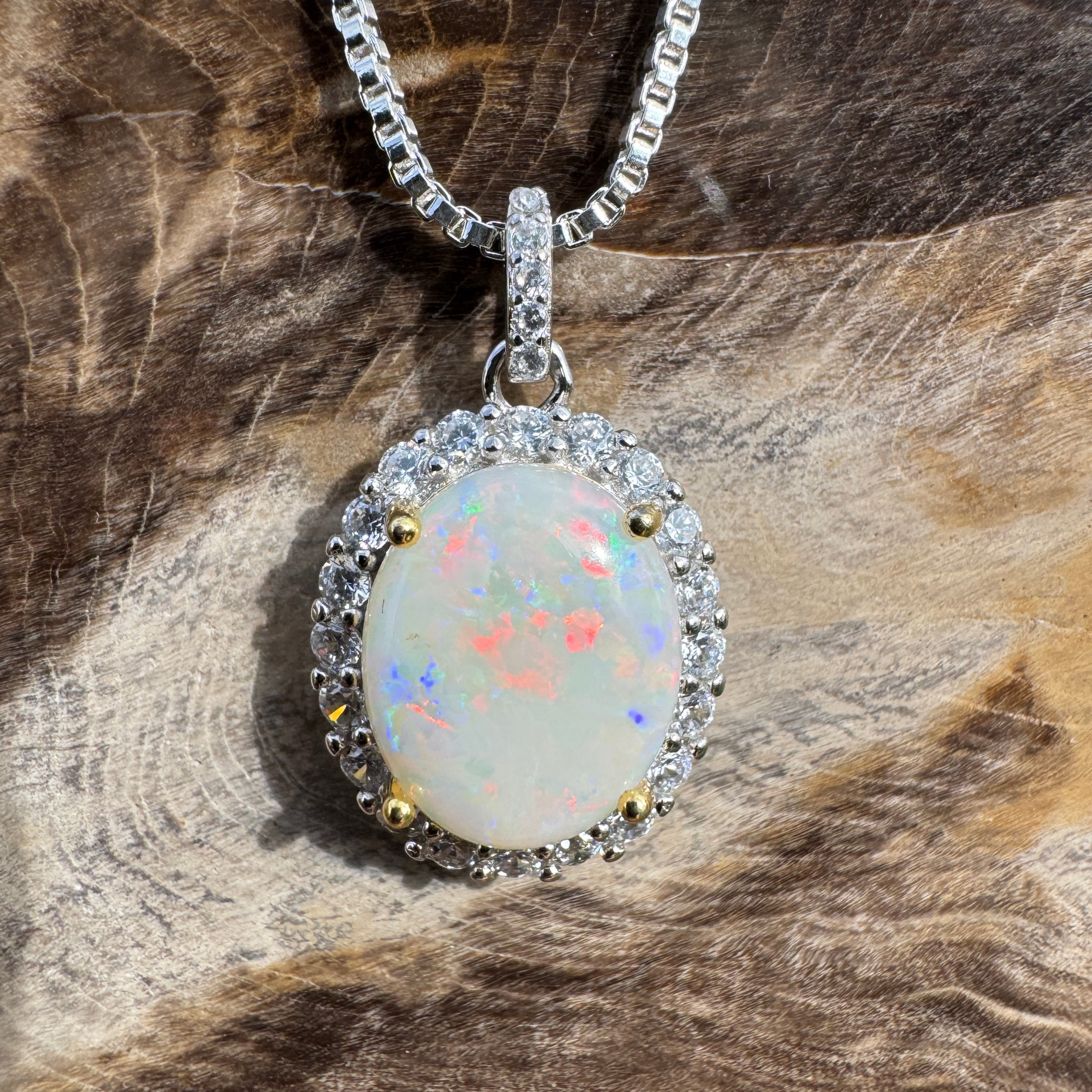 2.3ct Coober Pedy Opal Pendant Necklace ~ 'Natural Bridge' | 925 Sterling Silver | Solid Australian Opal