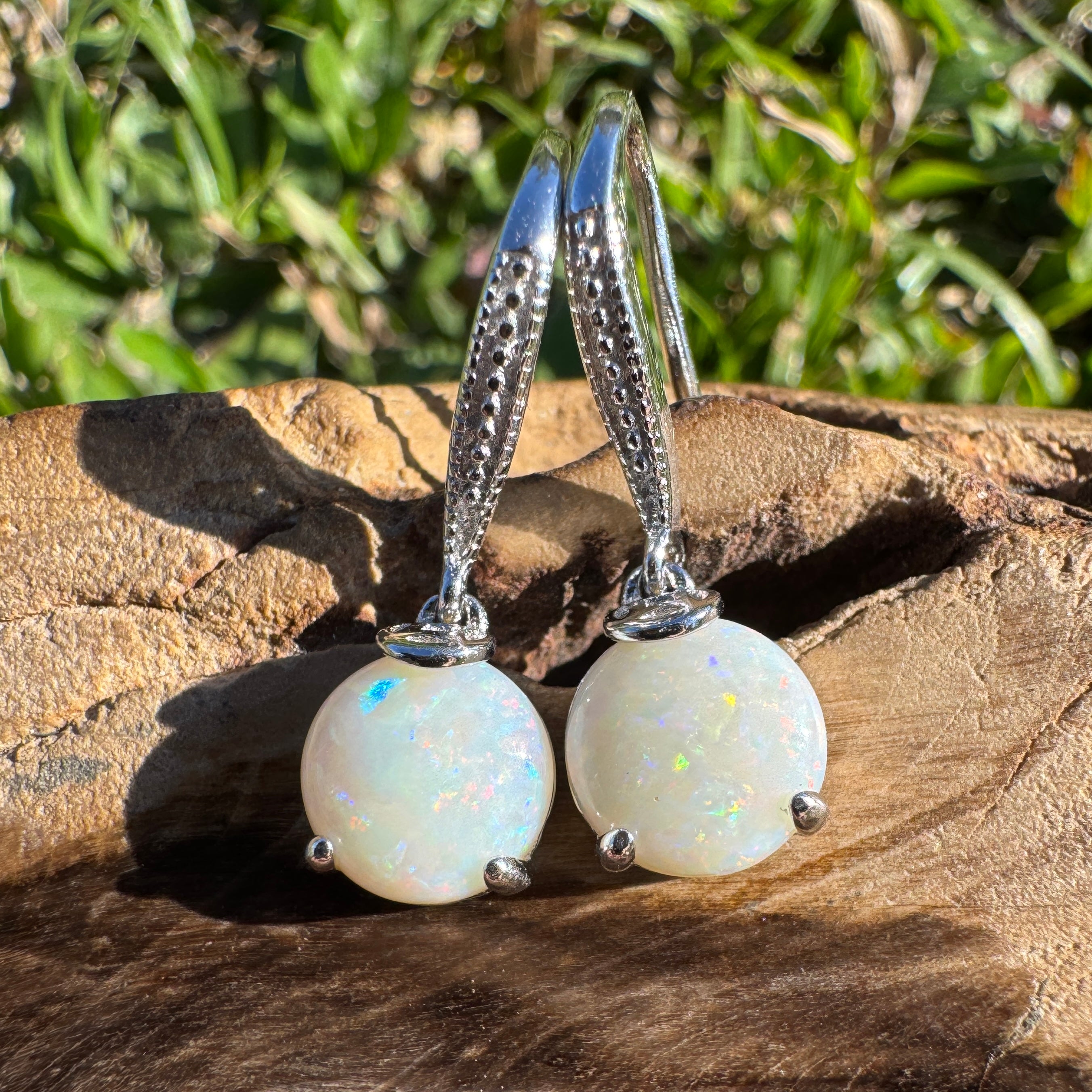 2.6ct Coober Pedy Opal Earrings ~ 'Coffs Twin Drops' | 925 Sterling Silver | Solid Australian Opal