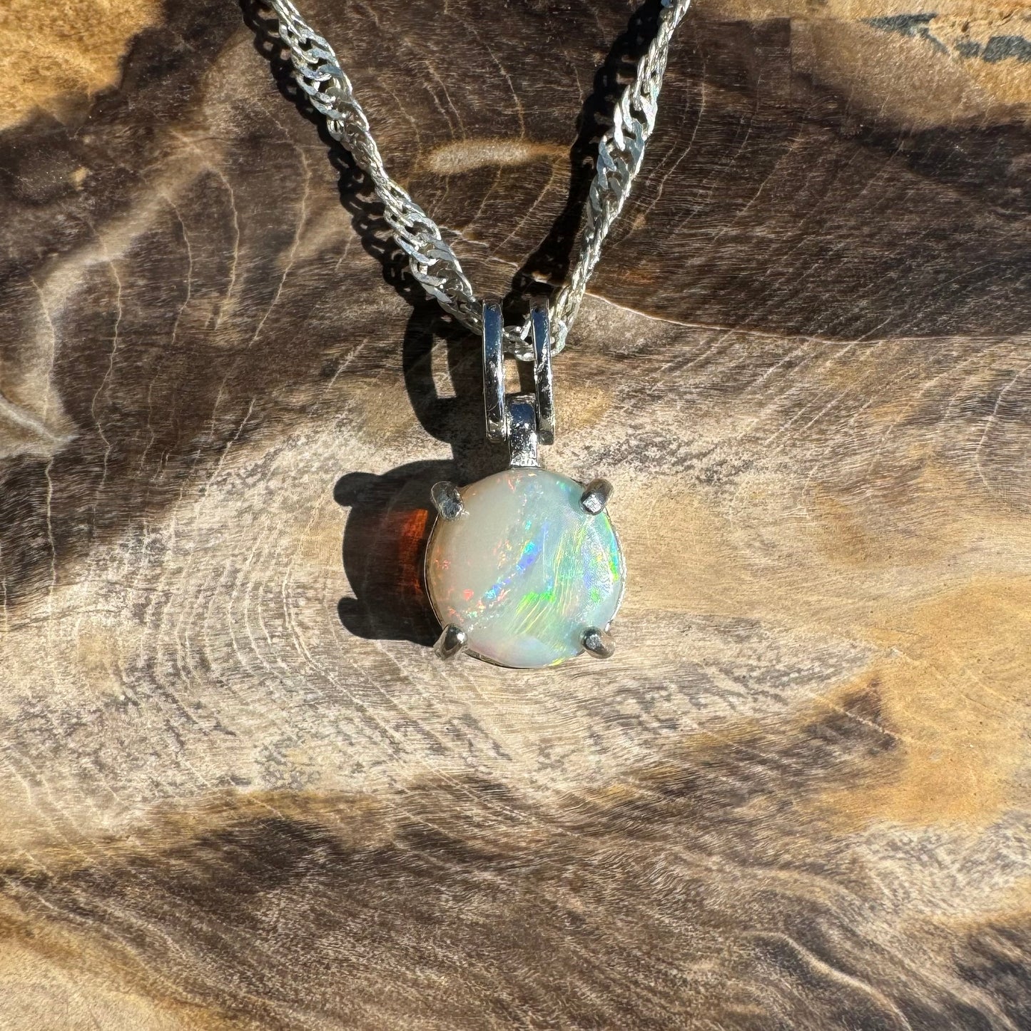 0.7ct Solid Lightning Ridge Opal Sterling Silver Pendant