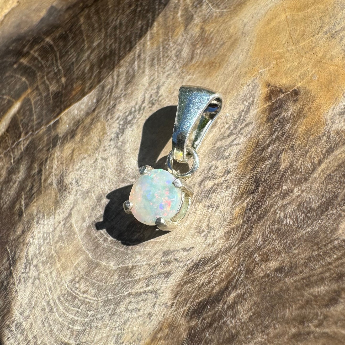 0.2ct Solid Lightning Ridge Opal Sterling Silver Pendant