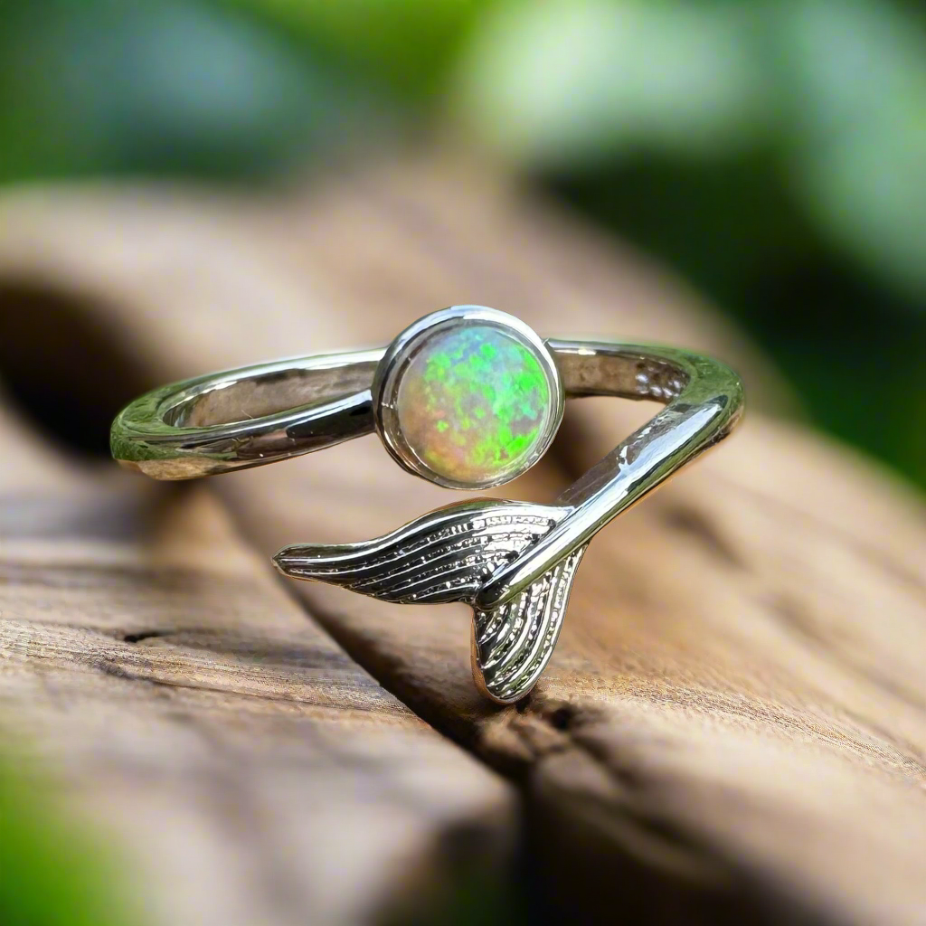 'Where the Ocean meets the Outback' ~ Handcrafted 0.3ct Solid Lightning Ridge Opal Sterling Silver Ring