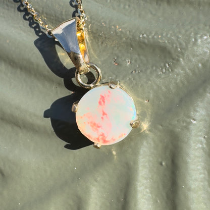 'Red Sky at Night' ~ Handcrafted 9ct Solid Gold 1ct Lightning Ridge Opal Pendant