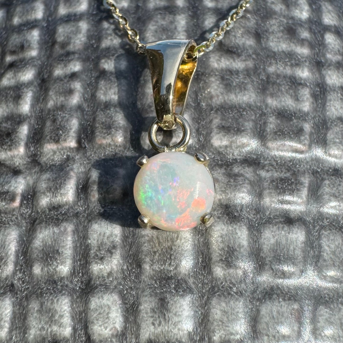 'Outback Fire' ~ Handcrafted 9ct Solid Gold 0.8ct Coober Pedy Opal Pendant