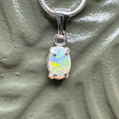 'Reef Radiance' ~ Handcrafted 0.6ct Solid Lightning Ridge Opal Sterling Silver Pendant