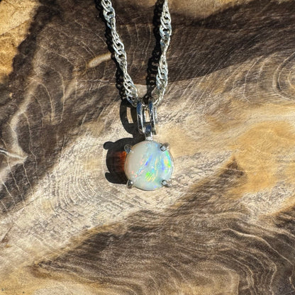 0.7ct Solid Lightning Ridge Opal Sterling Silver Pendant