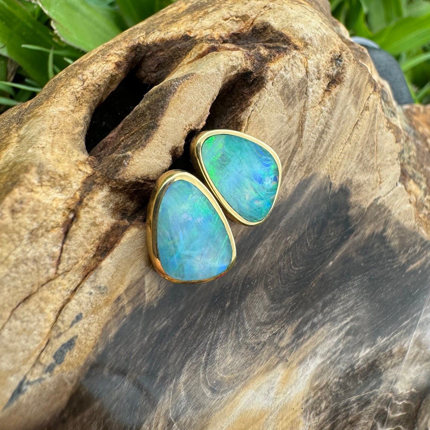 14ct Solid Gold Queensland Boulder Opal Earrings