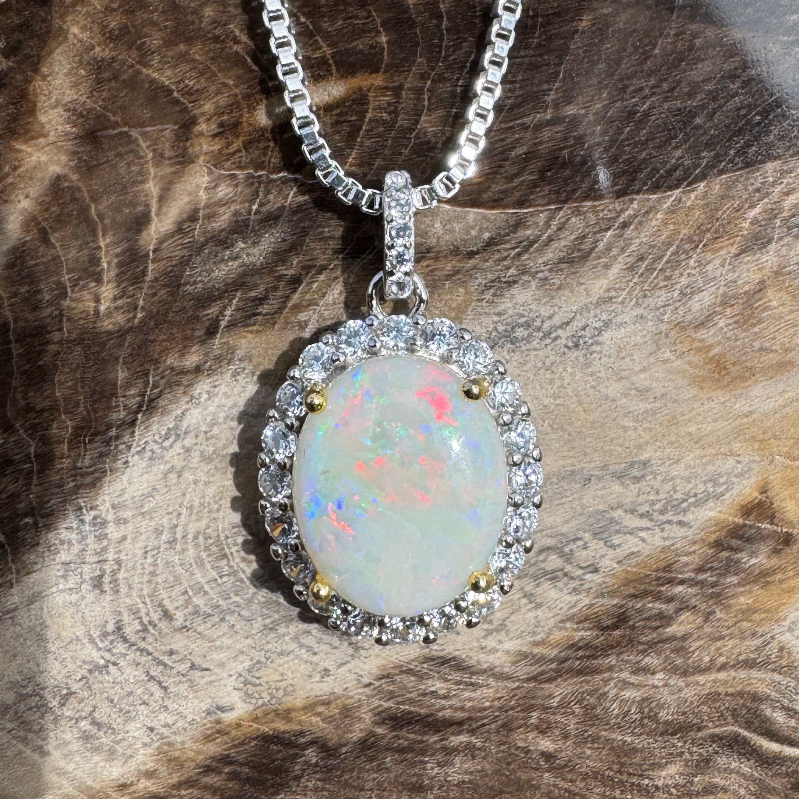 2.3ct Coober Pedy Opal Pendant Necklace ~ 'Natural Bridge' | 925 Sterling Silver | Solid Australian Opal