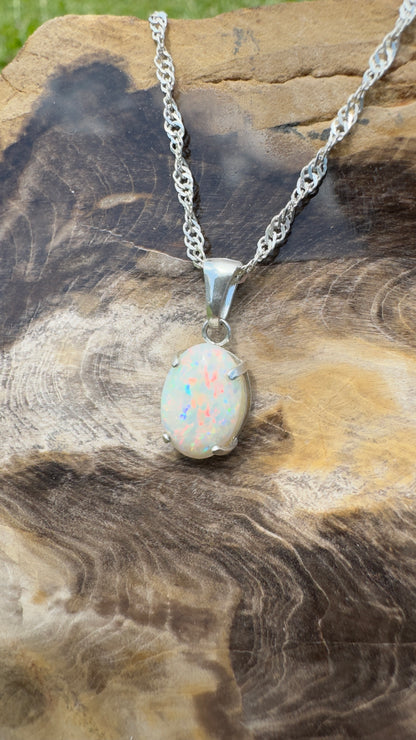 2.4ct Solid Coober Pedy Opal Sterling Silver Pendant