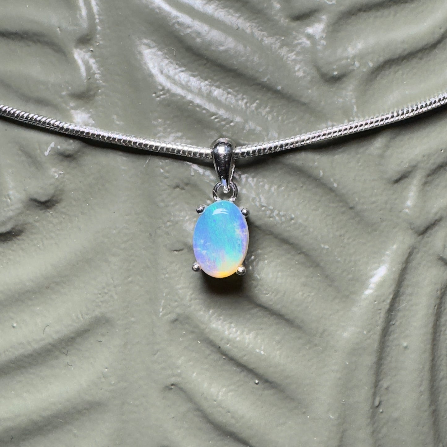 'Blue Ocean' ~ Handcrafted 0.8ct Solid Lightning Ridge Opal Sterling Silver Pendant Necklace