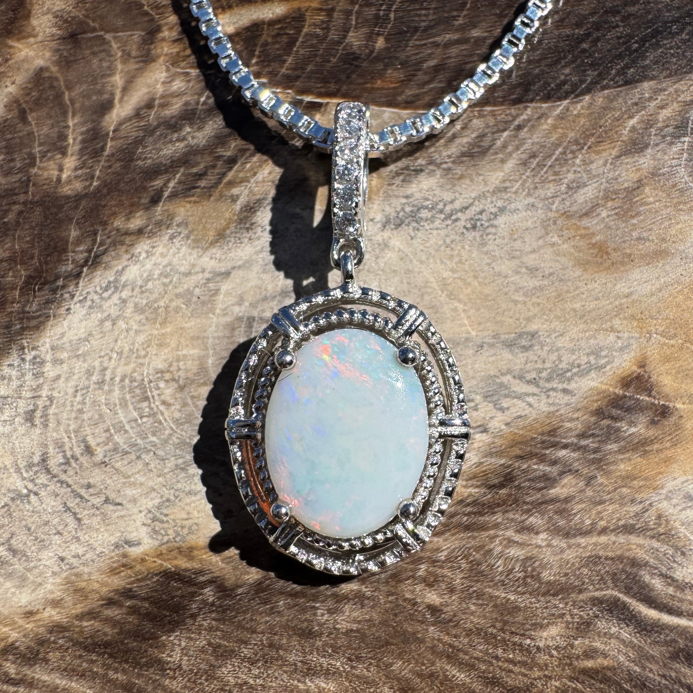 0.8ct Coober Pedy Opal Pendant Necklace ~ 'Mossman Gorge Amber' | 925 Sterling Silver | Solid Australian Opal