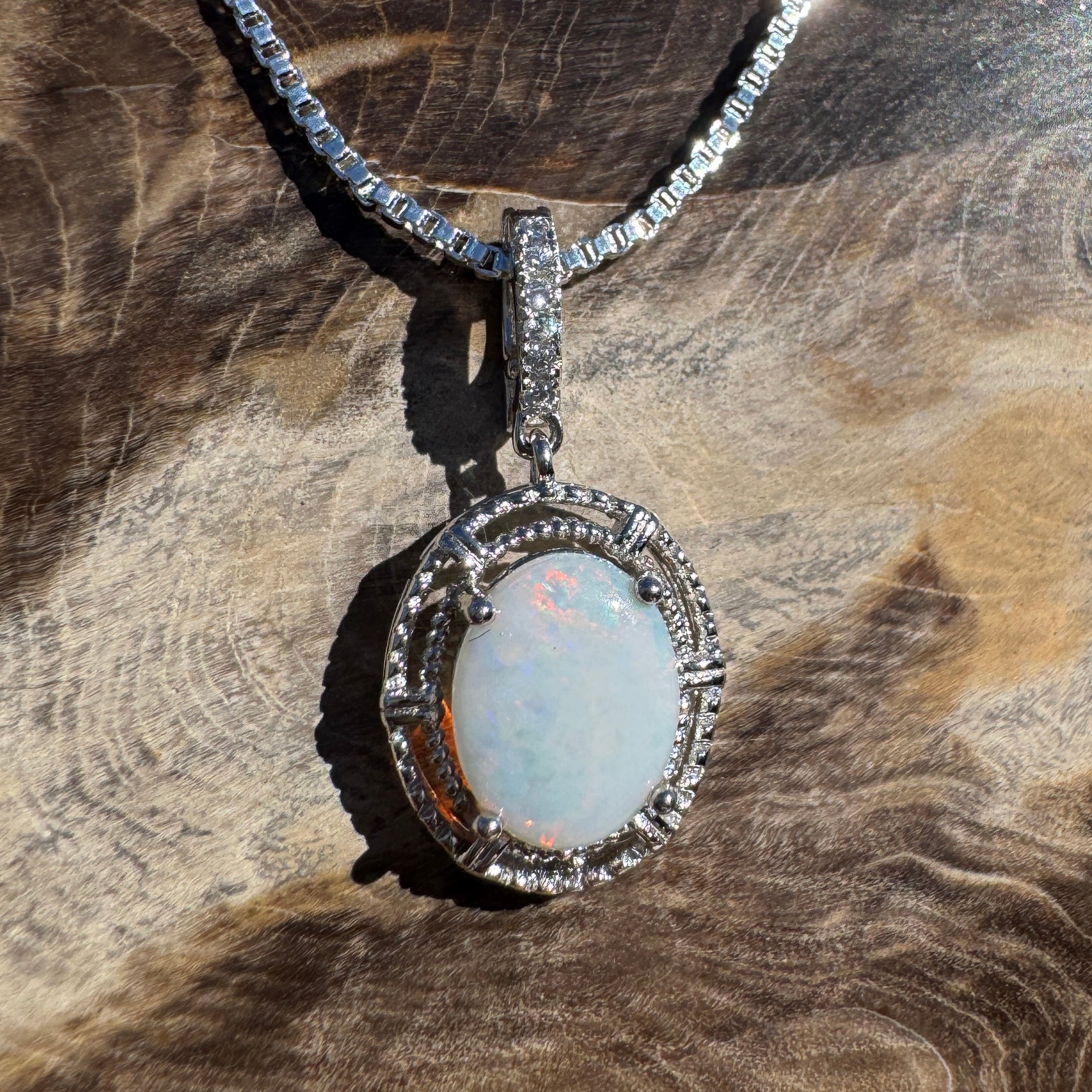 0.8ct Coober Pedy Opal Pendant Necklace ~ 'Mossman Gorge Amber' | 925 Sterling Silver | Solid Australian Opal