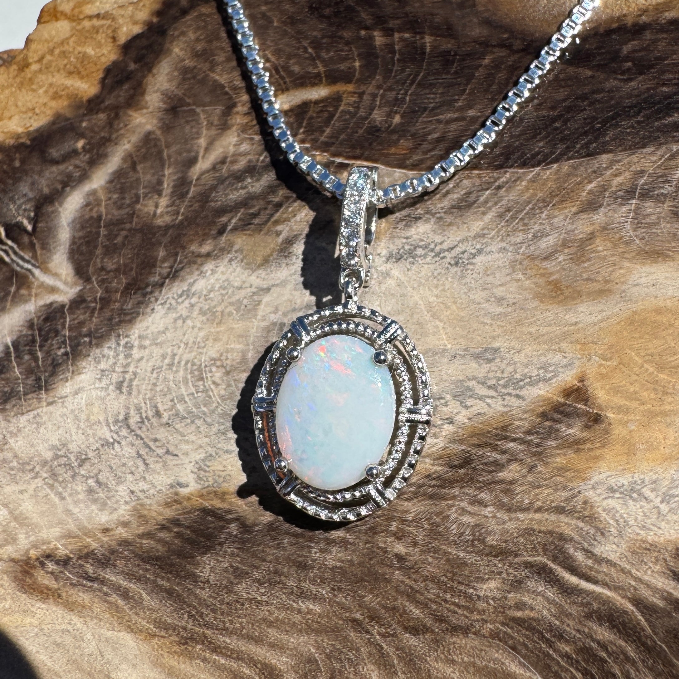 0.8ct Coober Pedy Opal Pendant Necklace ~ 'Mossman Gorge Amber' | 925 Sterling Silver | Solid Australian Opal