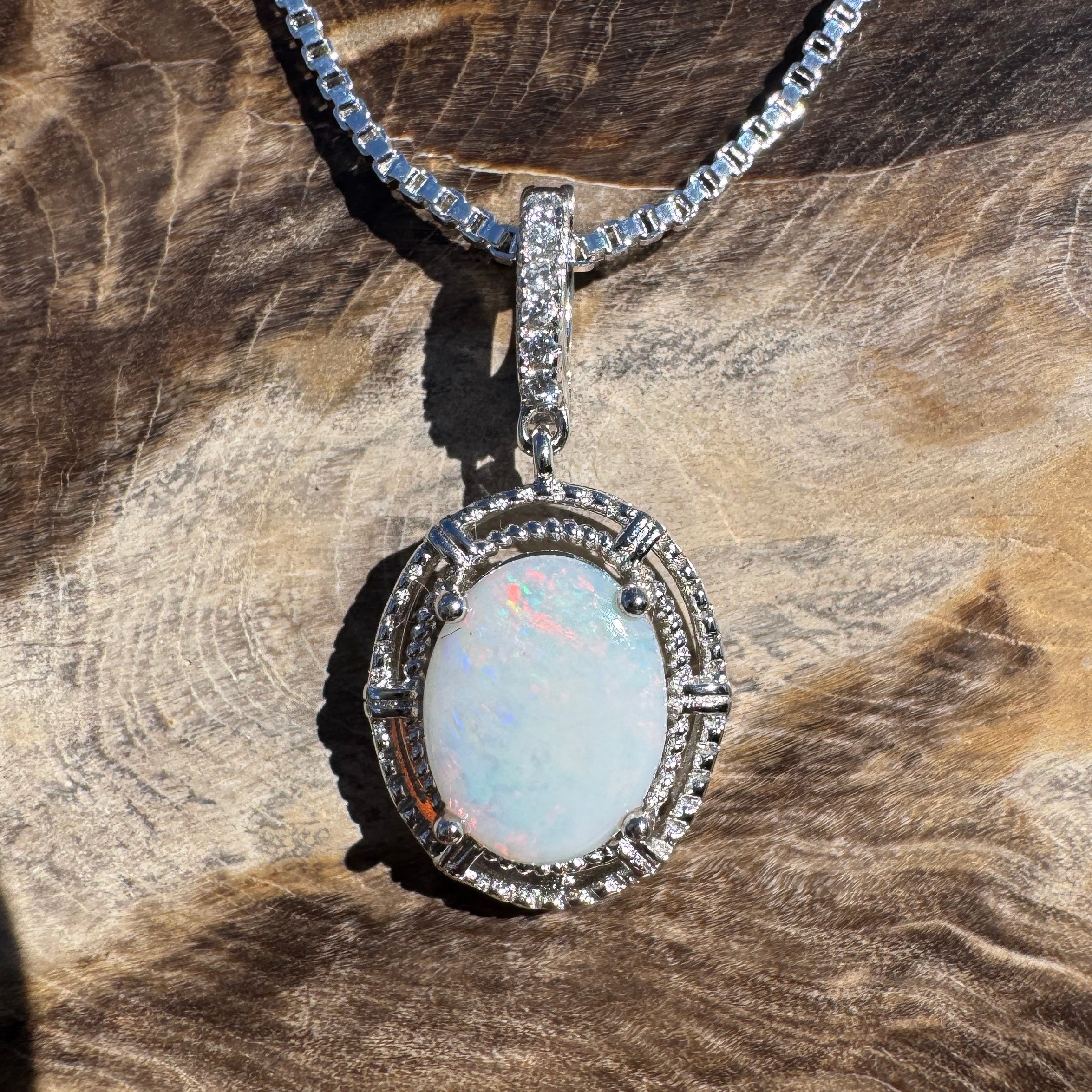 0.8ct Coober Pedy Opal Pendant Necklace ~ 'Mossman Gorge Amber' | 925 Sterling Silver | Solid Australian Opal