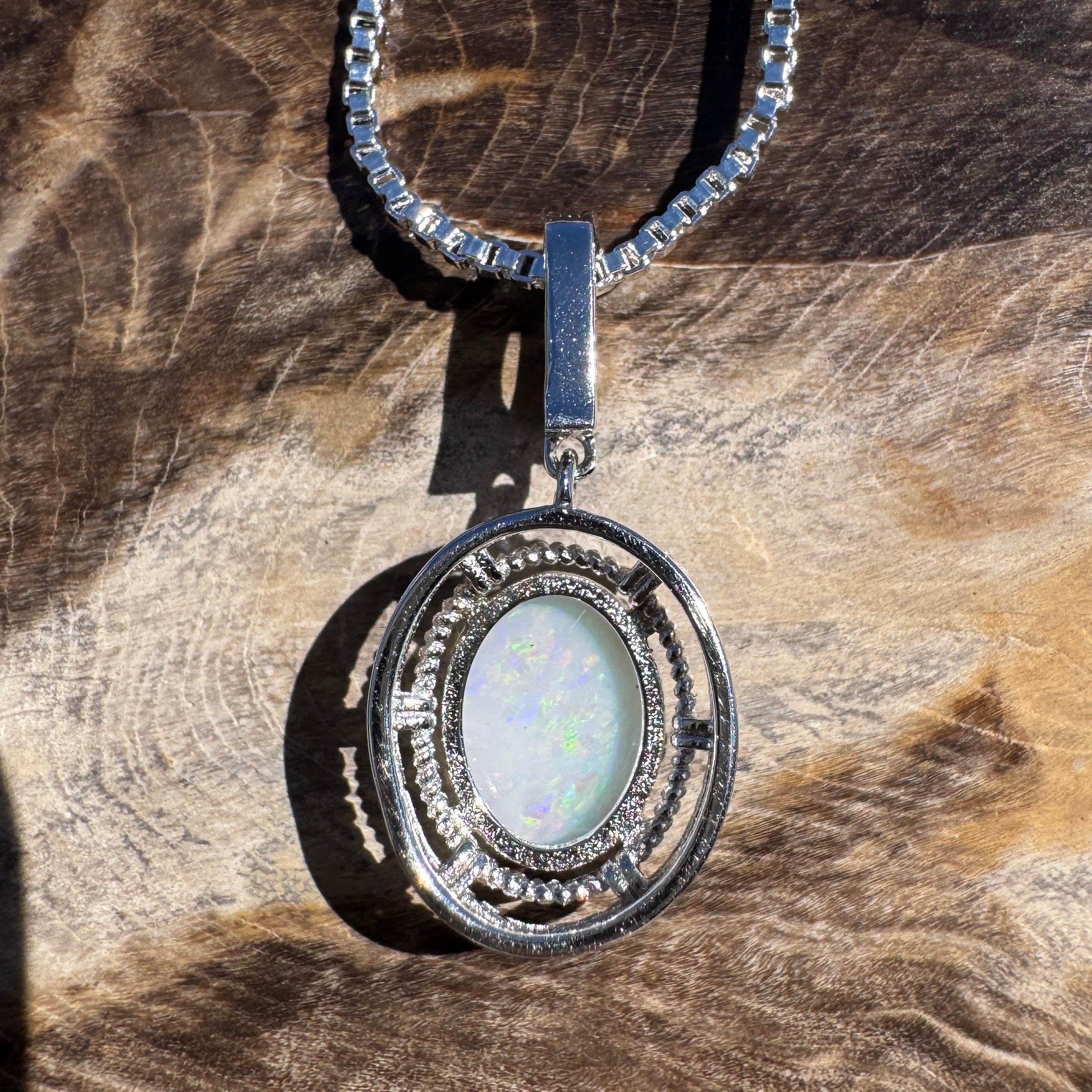 0.8ct Coober Pedy Opal Pendant Necklace ~ 'Mossman Gorge Amber' | 925 Sterling Silver | Solid Australian Opal