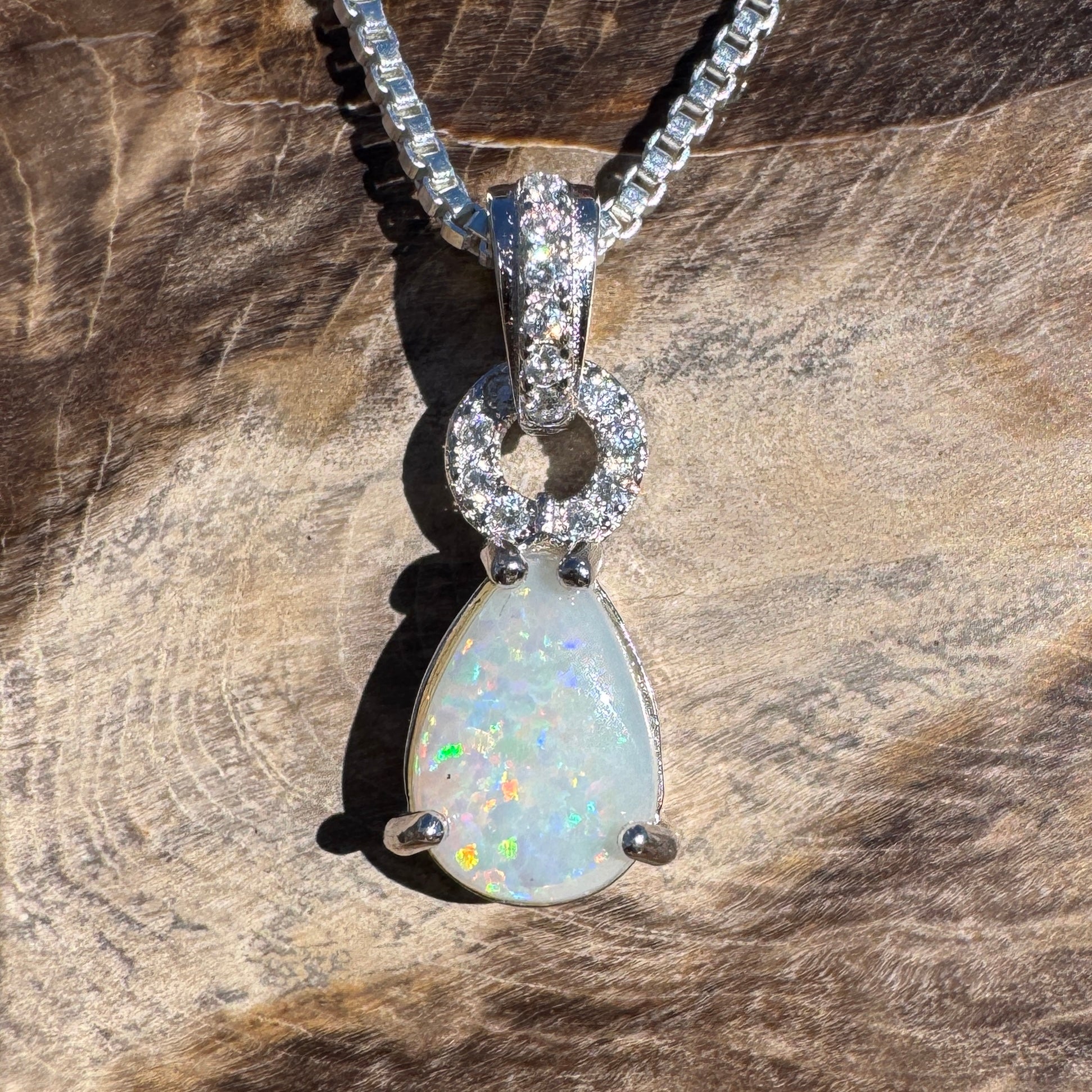 0.7ct Coober Pedy Opal Pendant Necklace ~ 'Carnarvon Gorge Colour' | 925 Sterling Silver | Solid Australian Opal