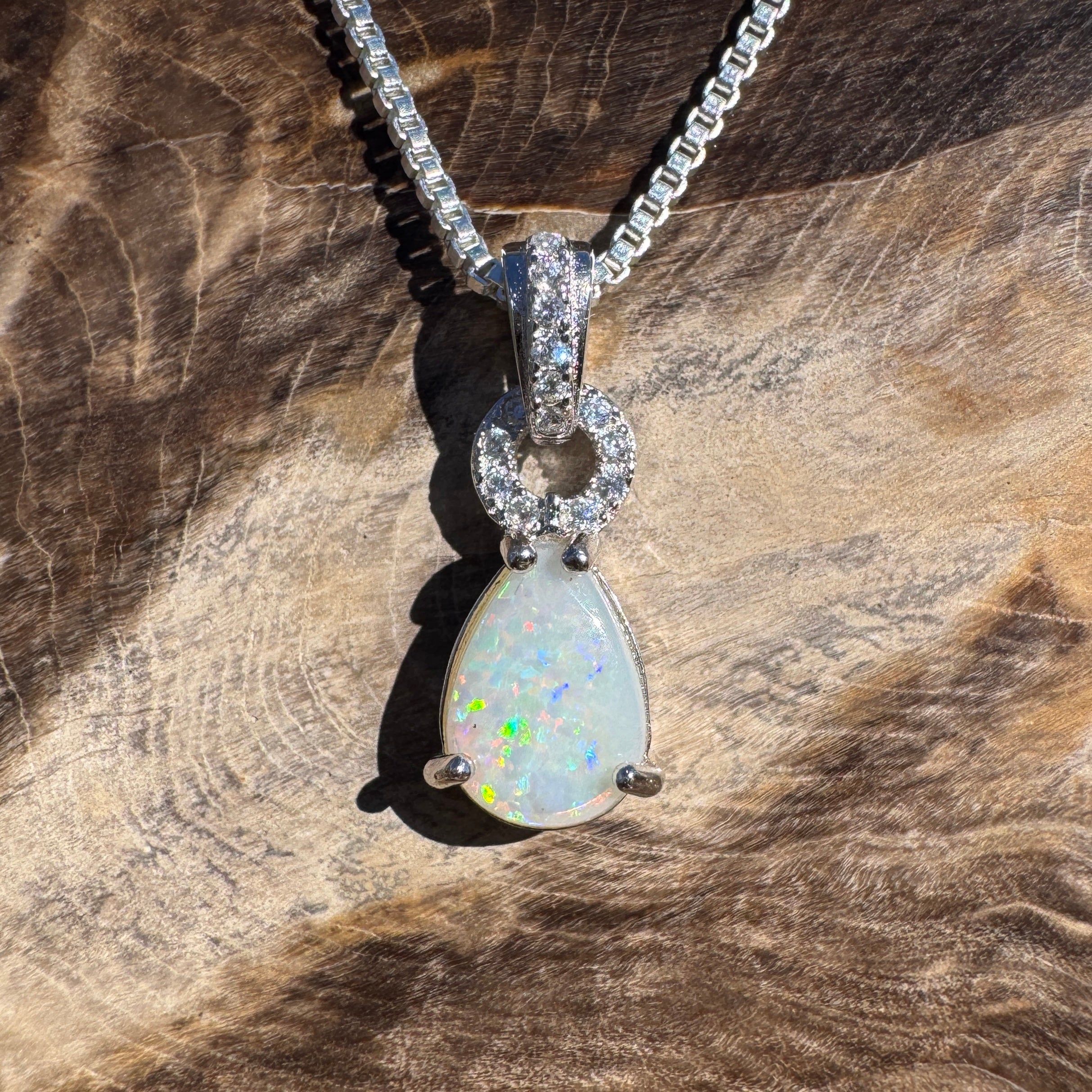 0.7ct Coober Pedy Opal Pendant Necklace ~ 'Carnarvon Gorge Colour' | 925 Sterling Silver | Solid Australian Opal