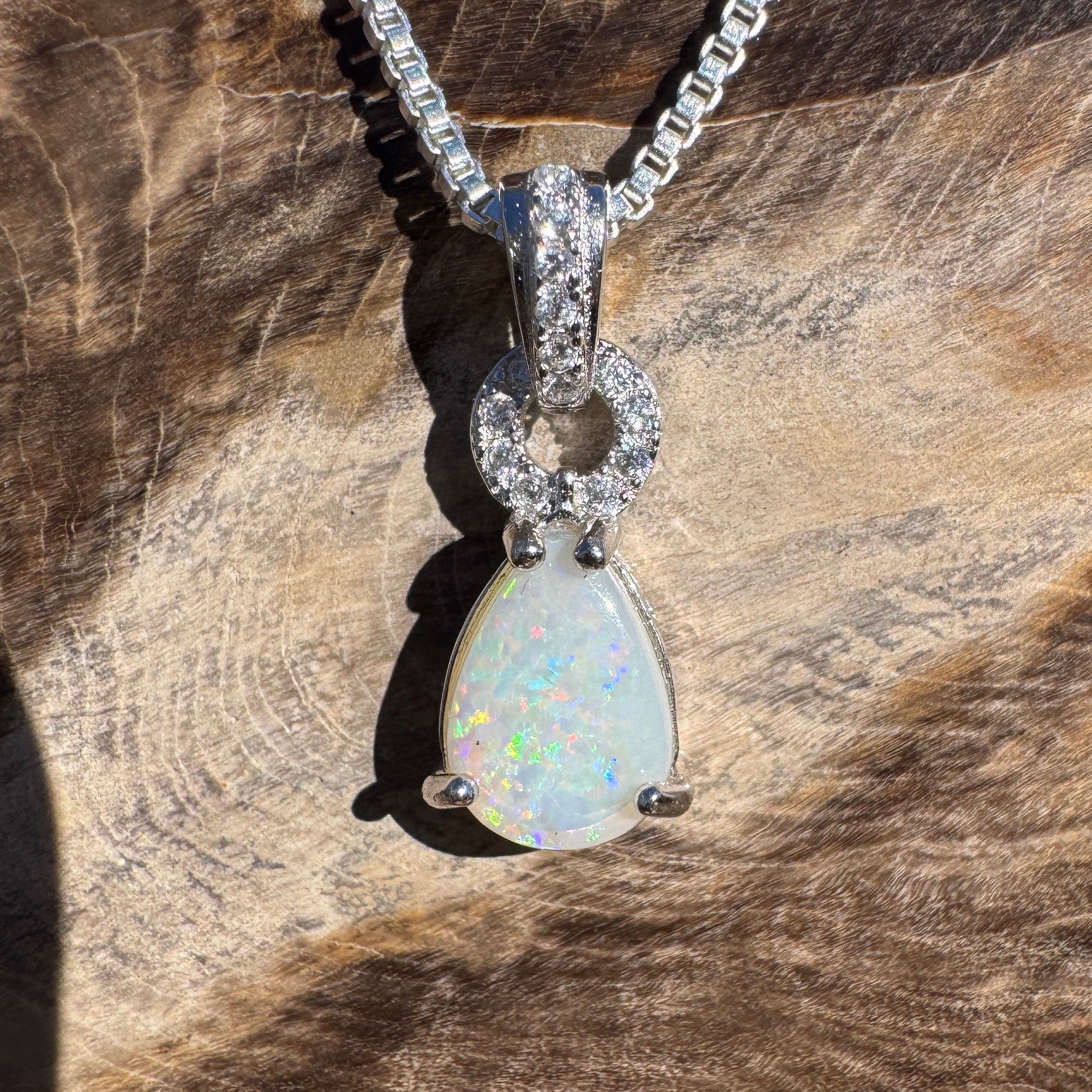 0.7ct Coober Pedy Opal Pendant Necklace ~ 'Carnarvon Gorge Colour' | 925 Sterling Silver | Solid Australian Opal